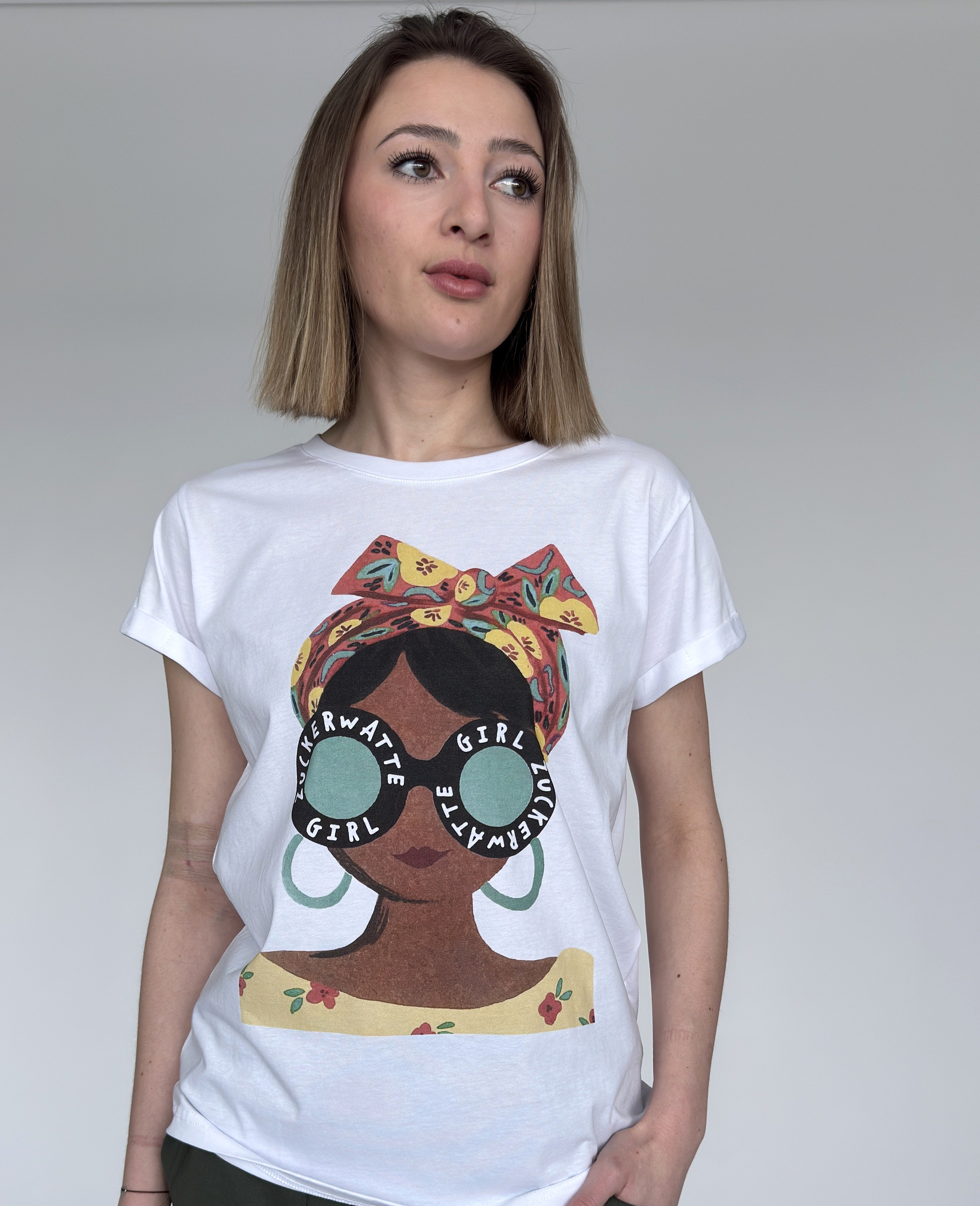 Zuckerwatte Kurzarmshirt mit modischen Frontdruck aus günstig online kaufen