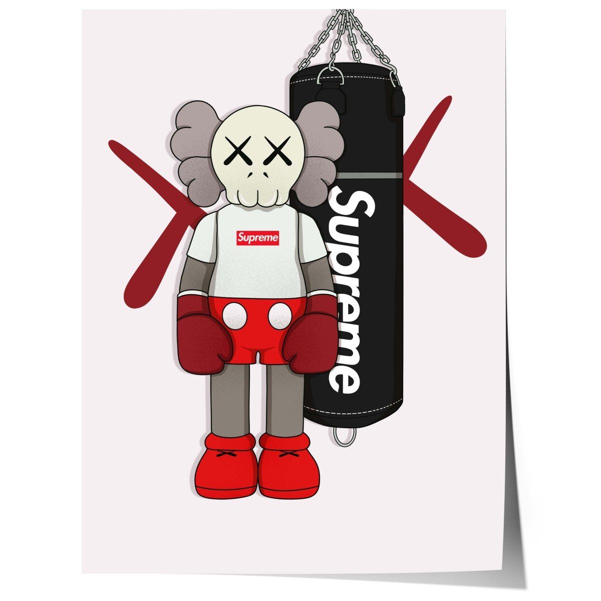 JUSTGOODMOOD Poster Street Art Boxer Urban Graffiti Figur Modernes Motiv Print ohne Rahmen, (1 St)