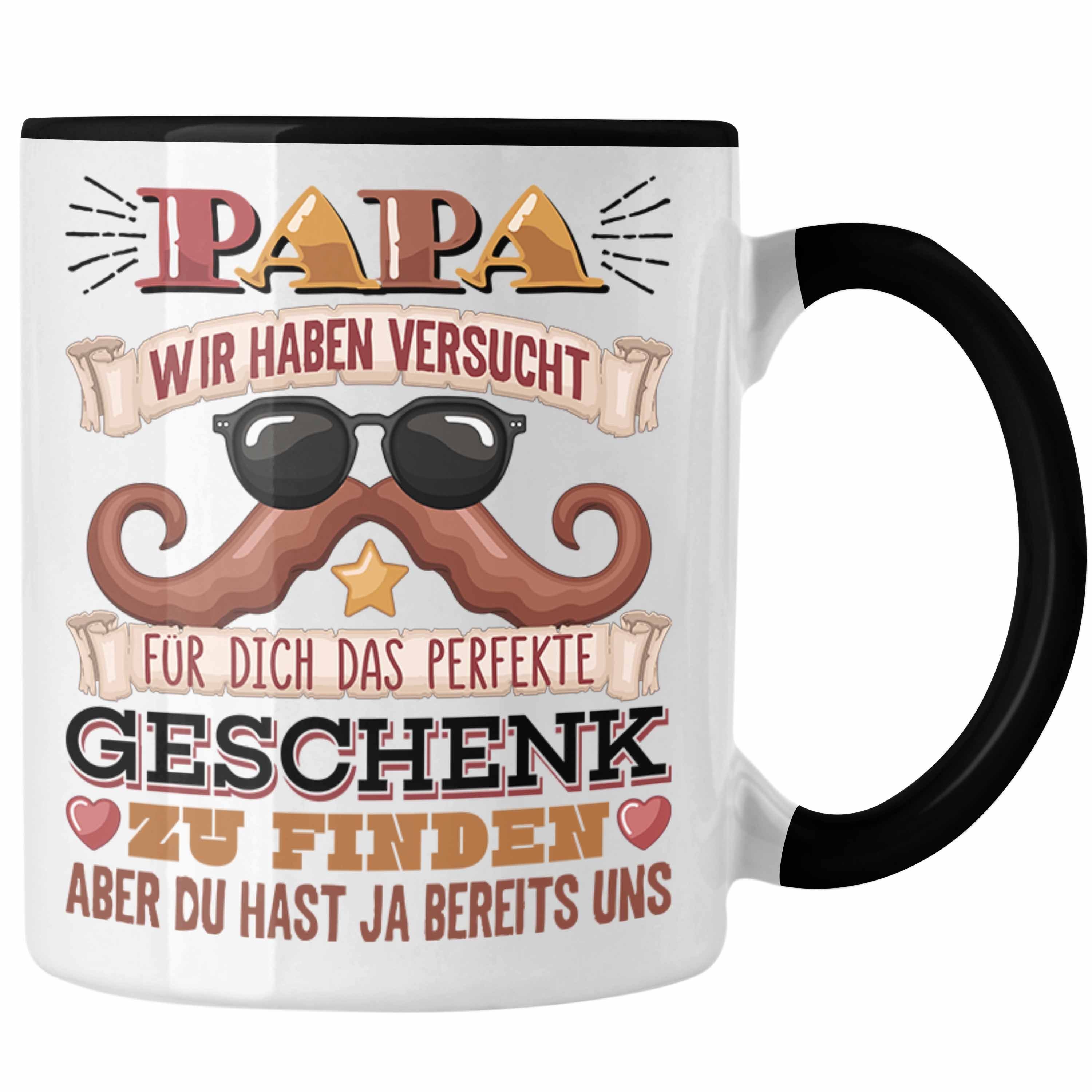 Trendation Tasse Bester Vater Papa Tasse Geschenk zum Vatertag Lustiger Spruch von Kind Schwarz