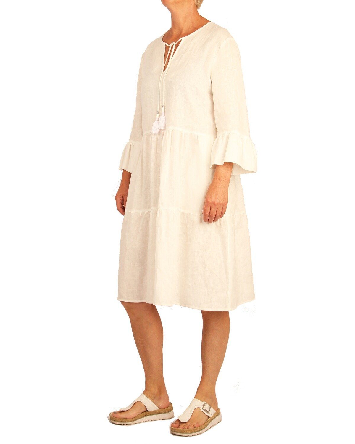 White Label Midikleid Leinen-Stufenkleid günstig online kaufen