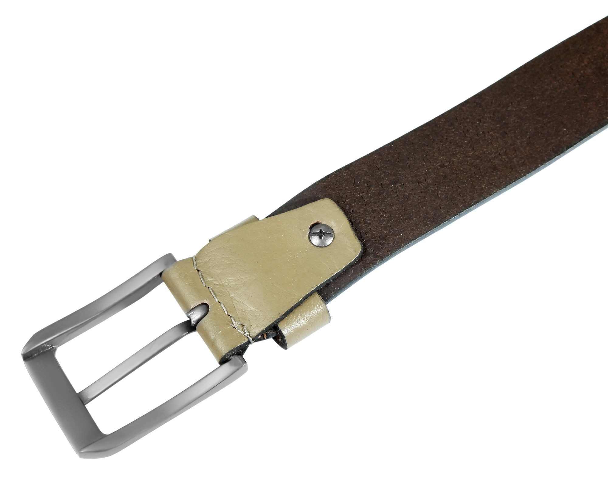 Leonardo Verrelli Ledergürtel 85 cm - 125 cm (Bundweite) in Khaki aus 100% Echtleder, kürzbar