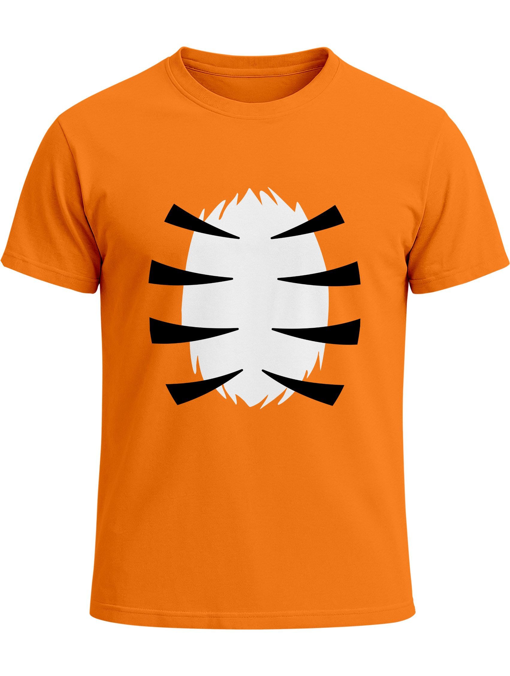Print-Shirt Herren T-Shirt Fasching Karneval - Tiger -Kostüm-Ersatz Verkleidung