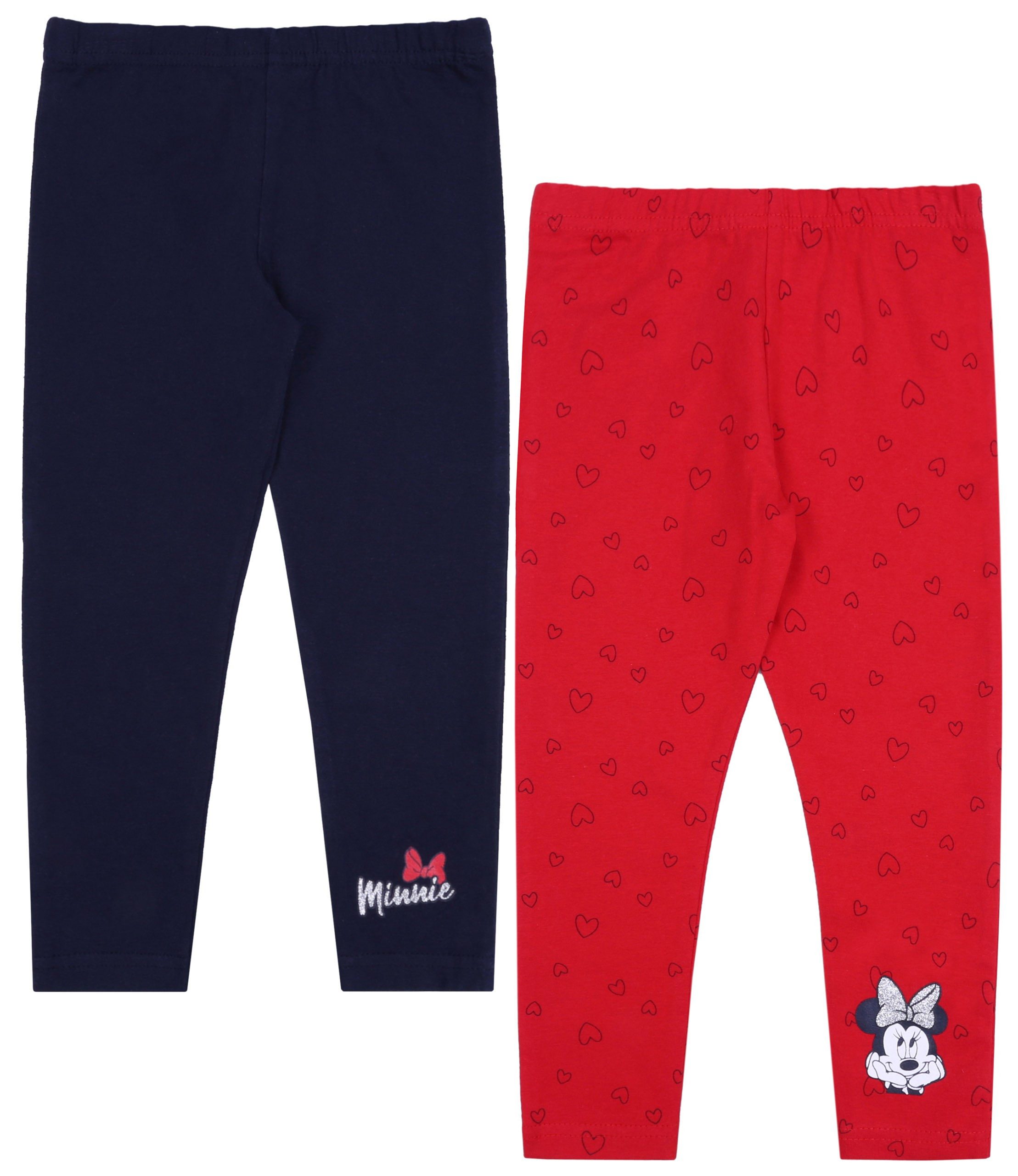 7/8-Leggings 2x rot-dunkelblaue Leggingshose Minnie Mouse 18-24 Monate