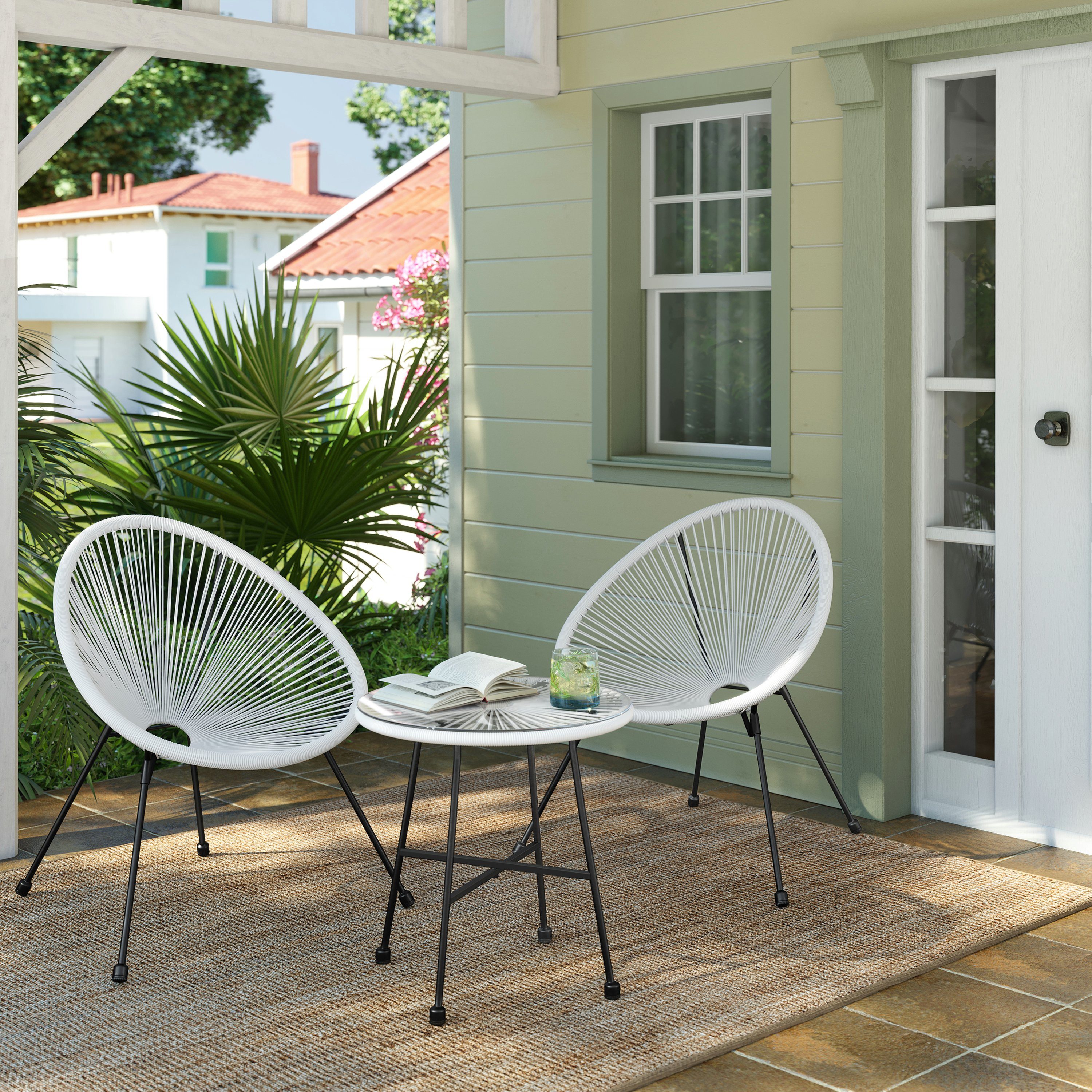 SONGMICS Gartenlounge-Set, (3-tlg., 1 Tisch, 2 günstig online kaufen