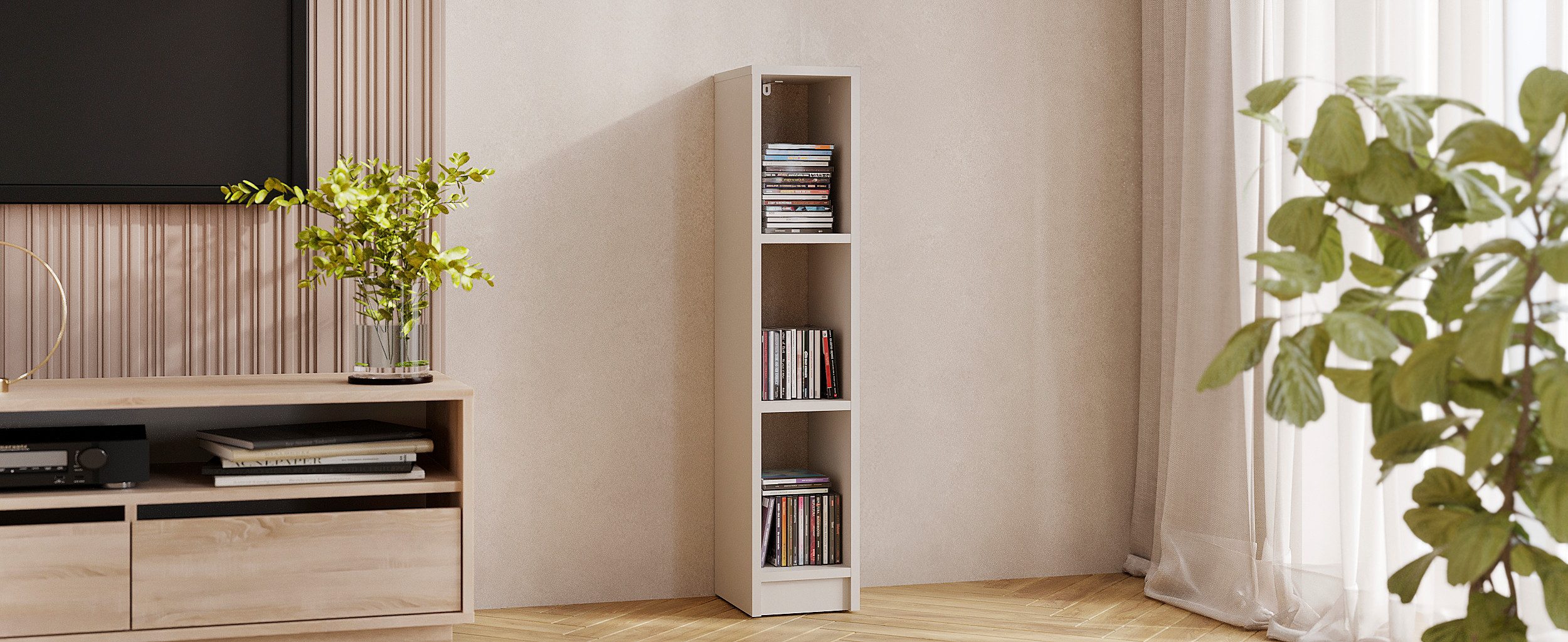 KOMTO Bücherregal LAKO Bücherregal 20-30 cm Breit, Schmales Regal mit 3-7 Fächern