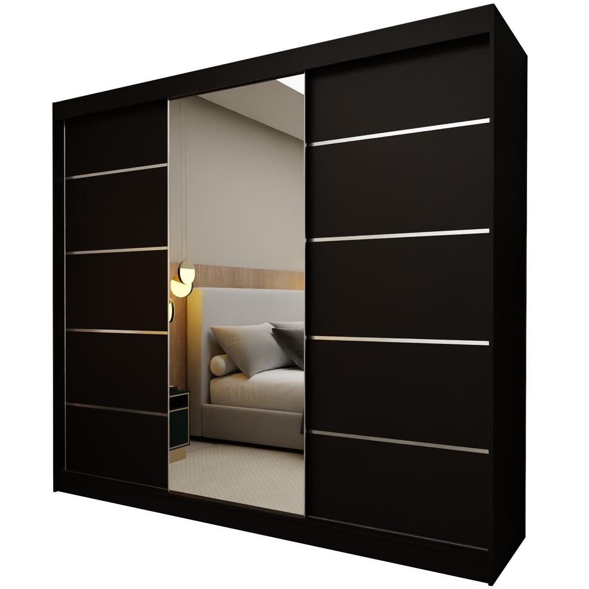 Compleo Schwebetürenschrank mit Spiegel 240 cm breit, Elegant design – Bild 2 von 3