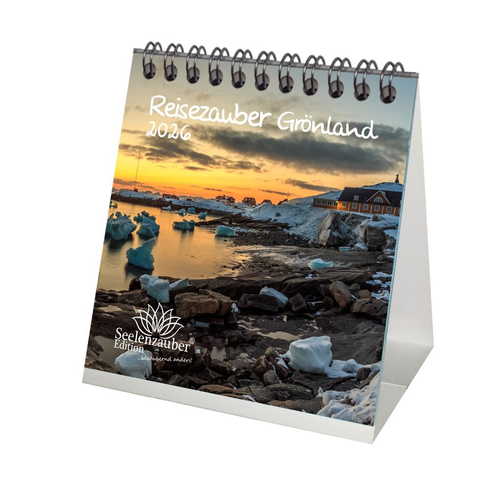 Seelenzauber Tischkalender Reisezauber Grönland Tischkalender 10cm x 10cm für 2026 Nuuk Stadt