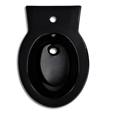 vidaXL Tiefspül-WC Keramik-WC Bidet-Set Schwarz Toilette Set Badezimmer