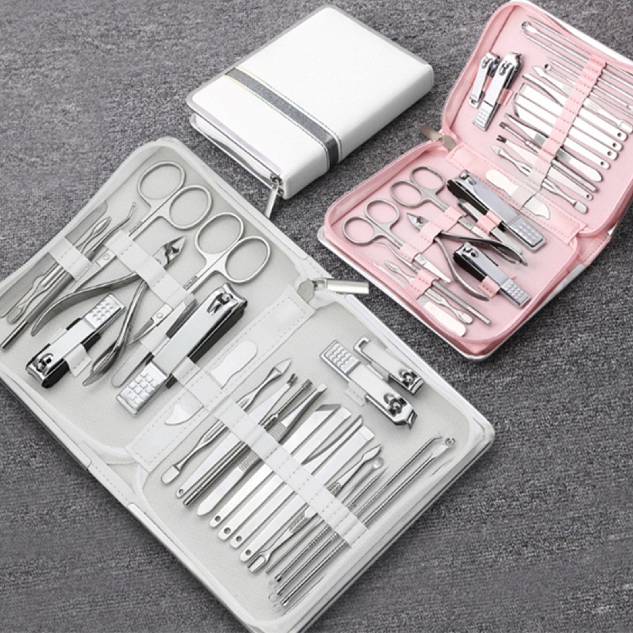 Scheiffy Nagelknipser-Set Nagelset mit Aufbewahrungsbox,Nagelpflegewerkzeuge 11-tlg. aus Edelstahl, weiß