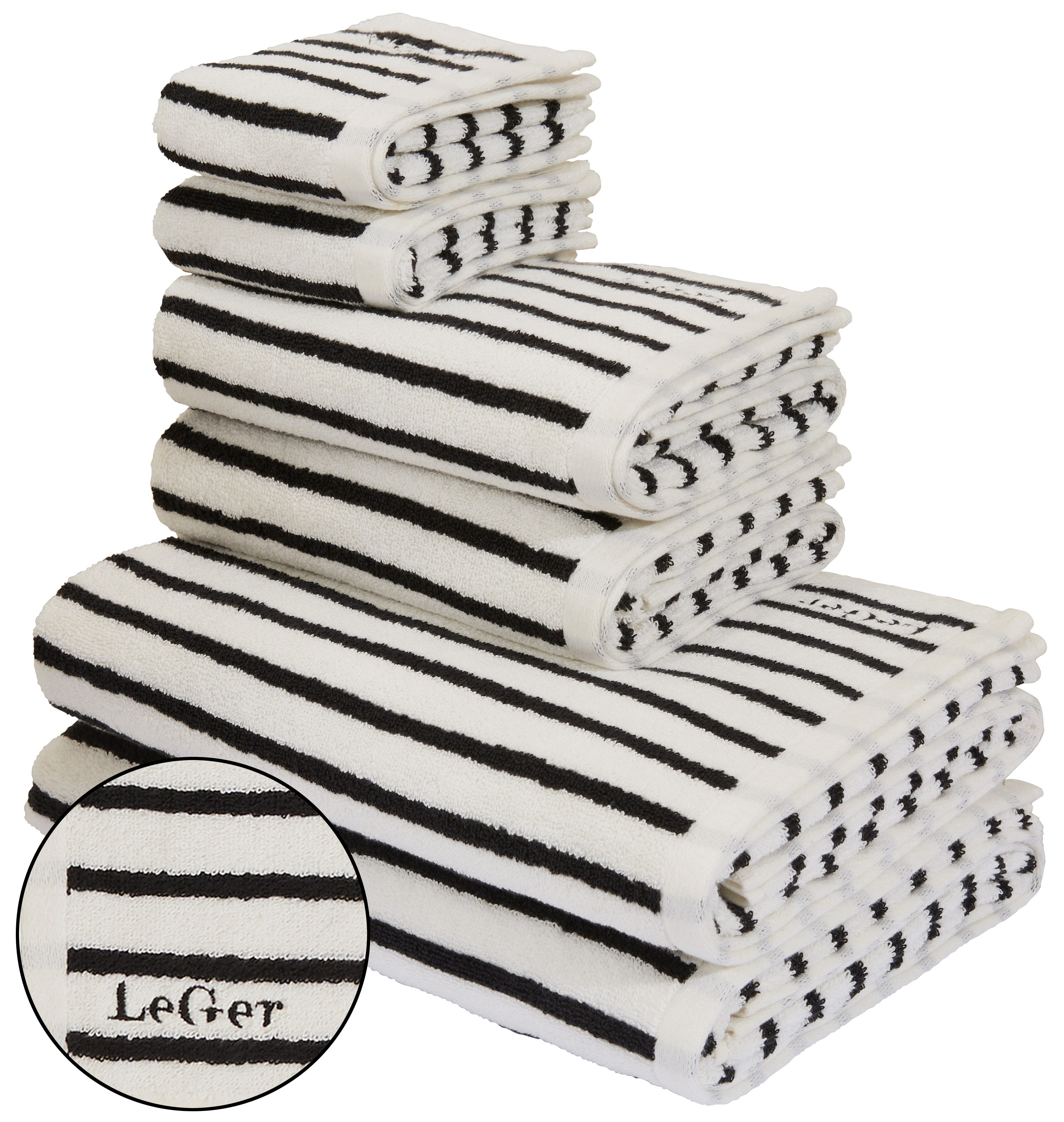 LeGer Home by Lena Gercke Handtuch Set Tamsin, Duschtücher, Полотенца, Gästetücher, Premium 500 gr/m², Frottier (Set, 6-St), Полотенца mit Logostikerei, 100% Baumwolle, gestreift, weich
