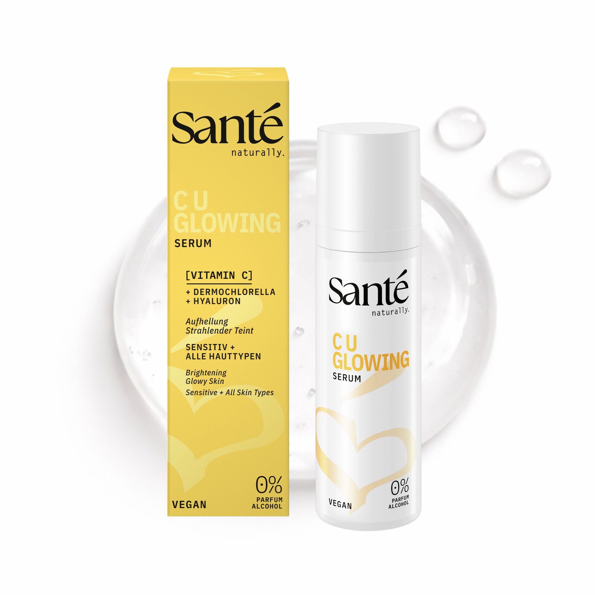 SANTE Gesichtsserum C U GLOWING SERUM, für alle Hauttypen geeignet, mit Vitamin C, flüssige Textur, vegan