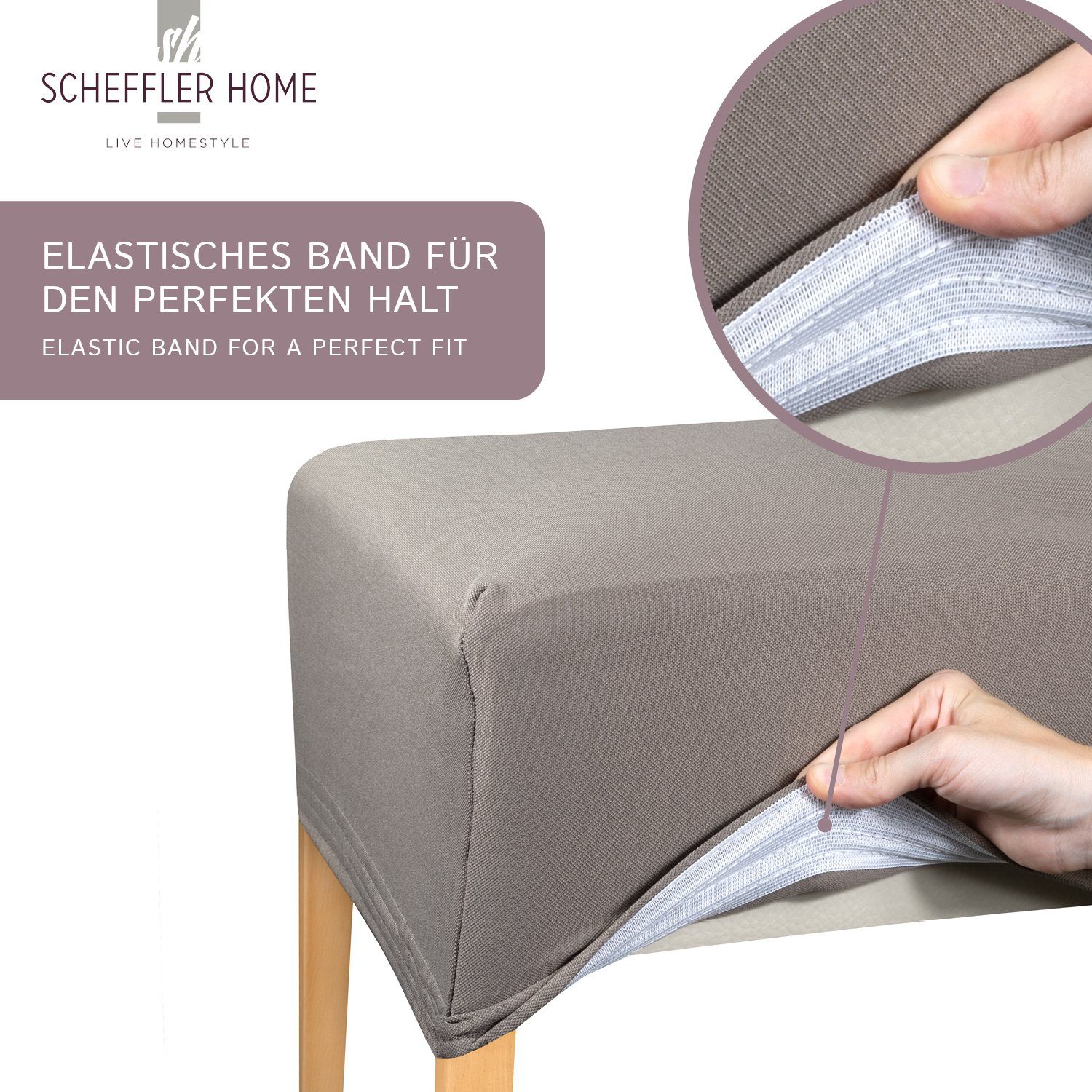 elastische sh Lotus Stuhlabdeckungen Effekt, Marie Braun und HOMESTYLE mit LIVE Fleckenschutz Stuhlhusse SCHEFFLER-HOME