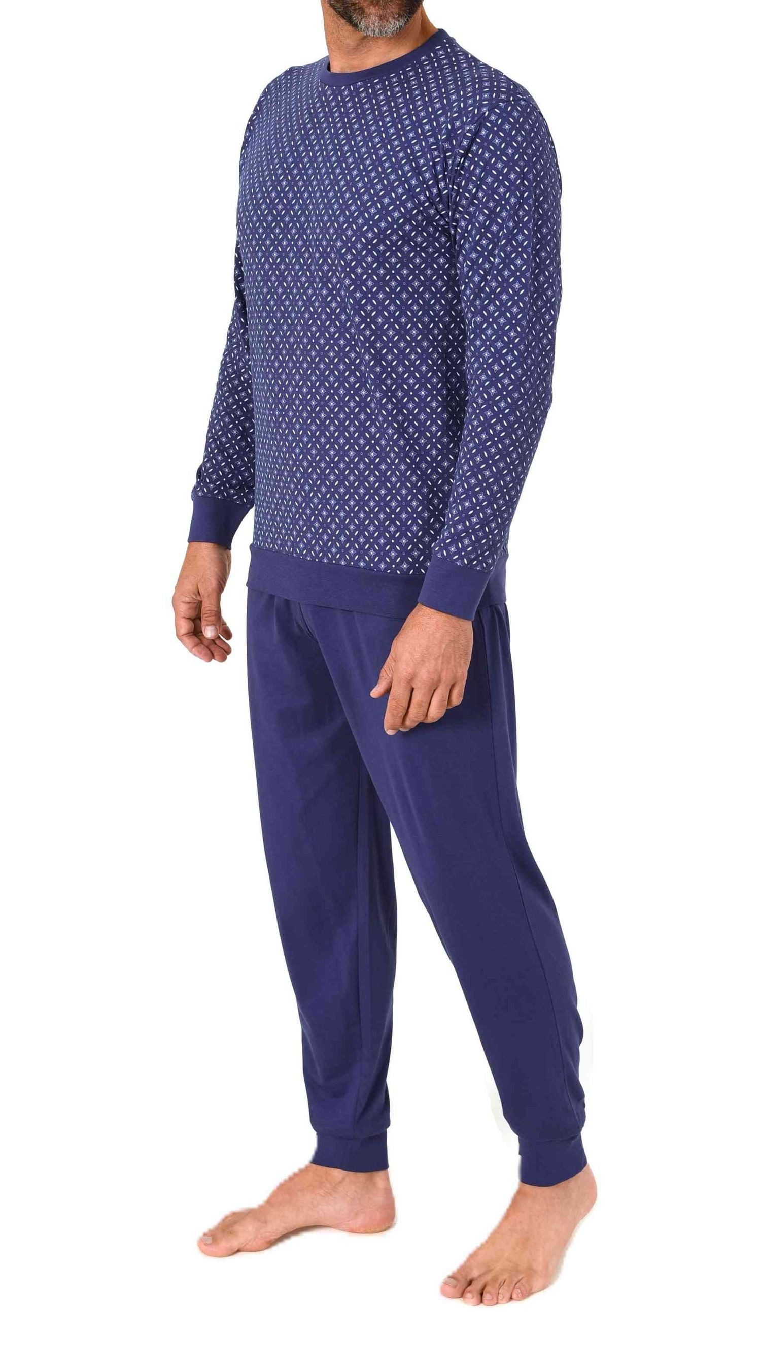 Normann Pyjama Normann Herren Schlafanzug langarm mit Bündchen in edler Optik – Bild 2 von 4