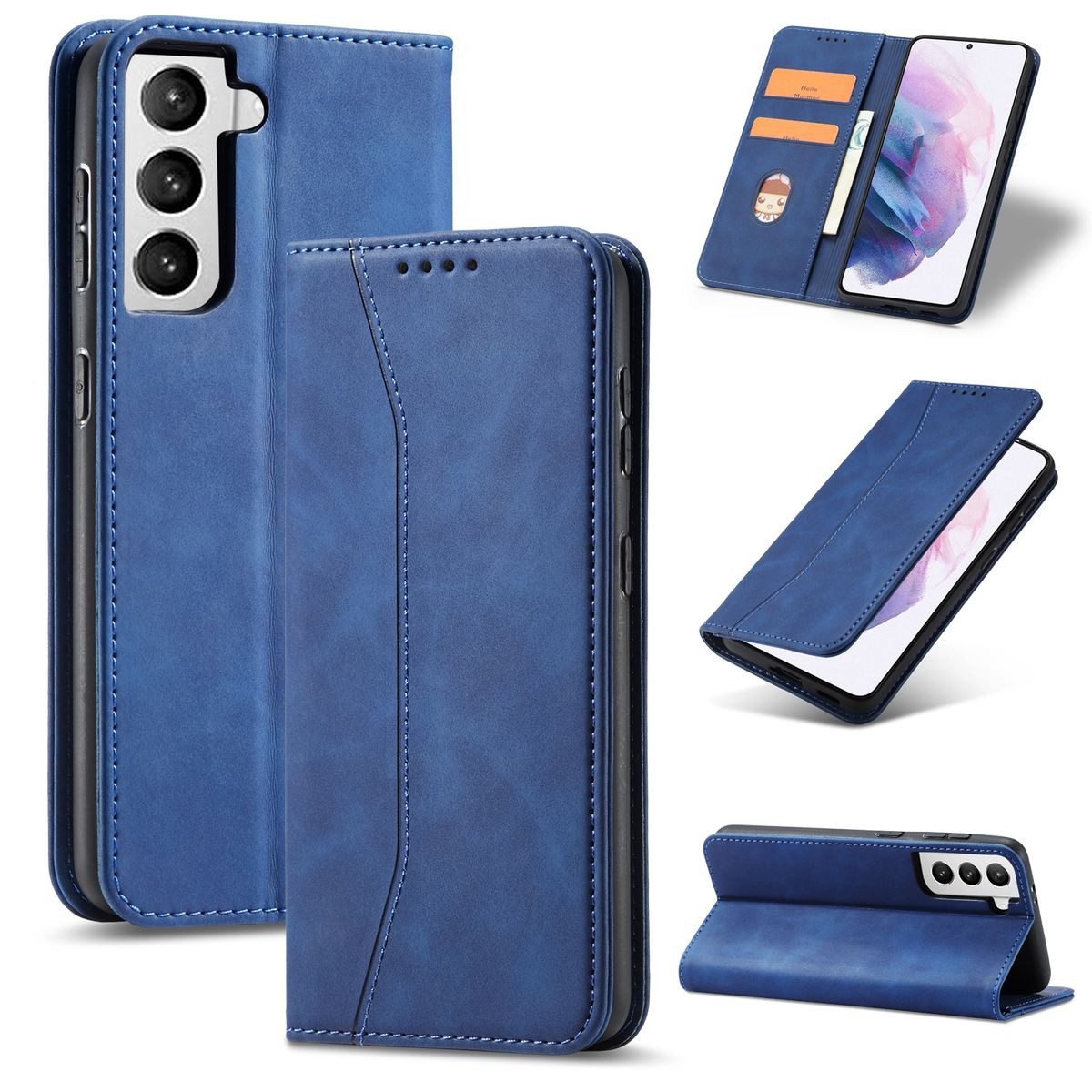 König Design Handyhülle Samsung Galaxy S21, Schutzhülle Schutztasche Case Cover Etuis Wallet Klapptasche Bookstyle