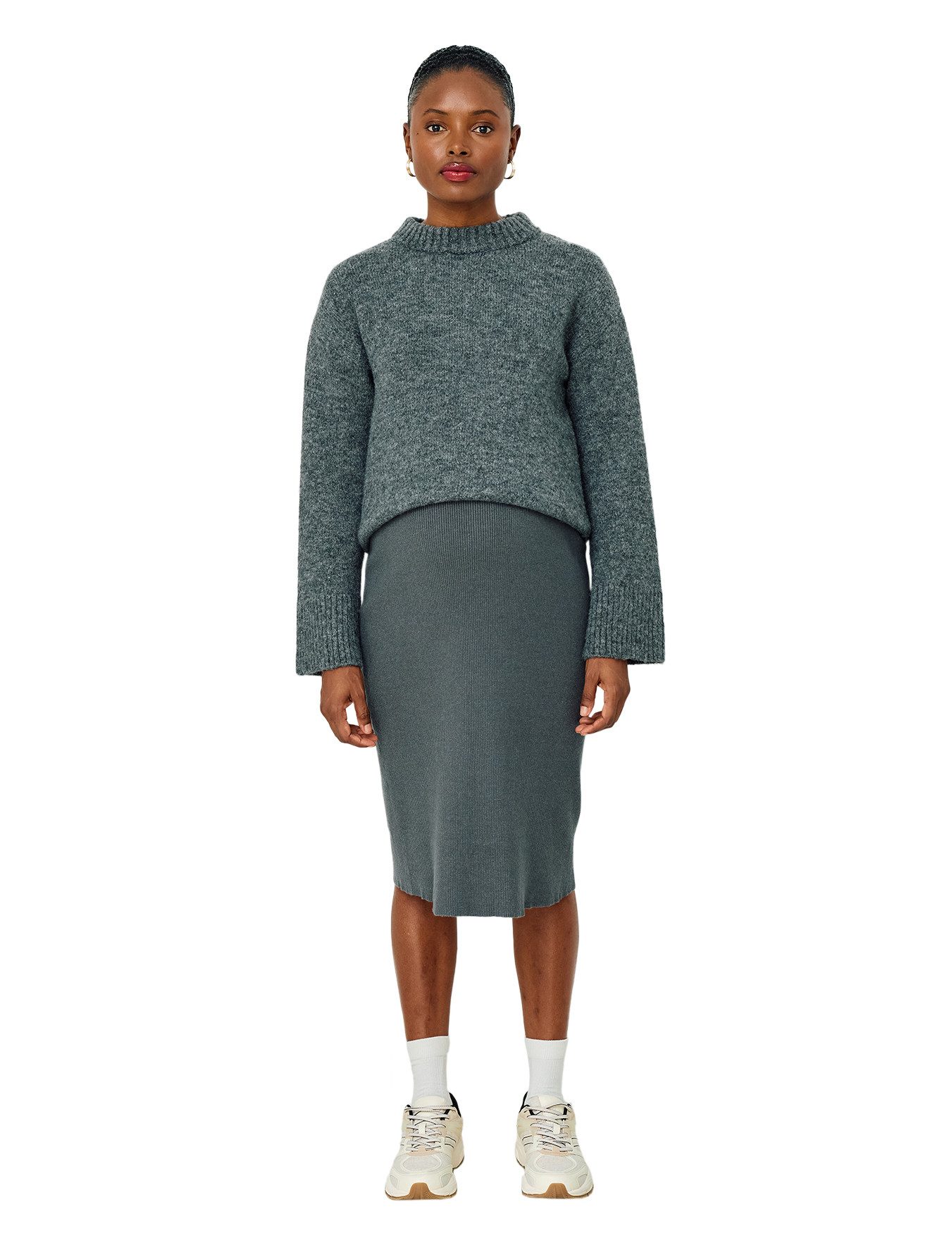 vertbaudet Umstandsrock Umstands-Midirock aus Rippstrick