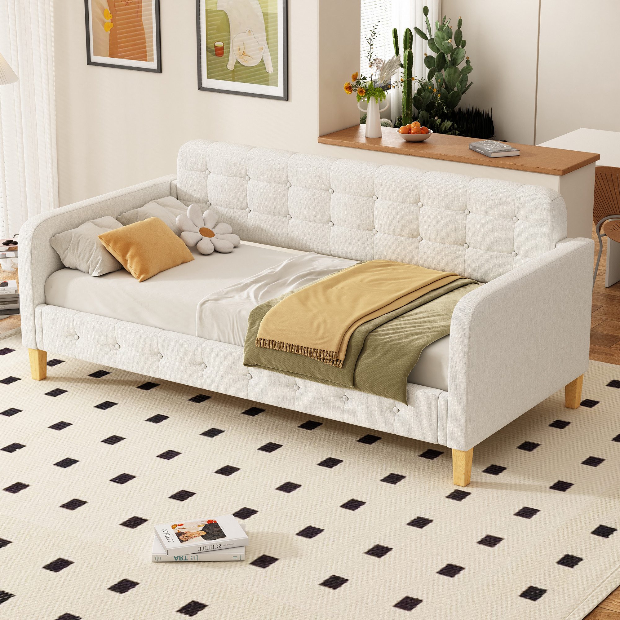 HAUSS SPOLE Schlafsofa 90x200cm Tagesbett, Knopfnagelverzierung, einfach un günstig online kaufen