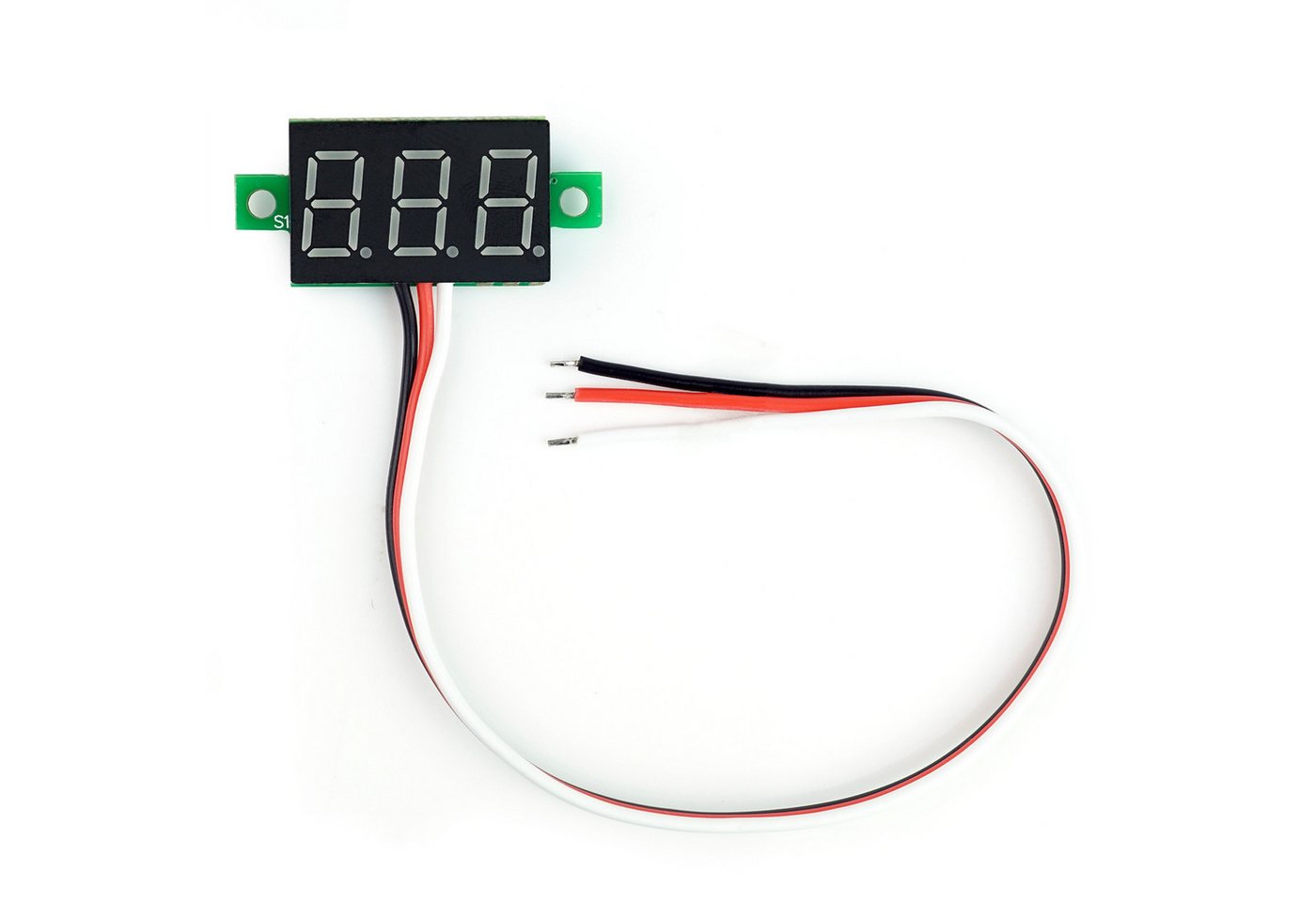 Thumbnail - BerryBase Multimeter 0,28 Mini Digital-Voltmeter mit LED Anzeige, 0-99V, 3-Wire, grün