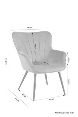 Homexperts Sessel LEXI *, Samt Anthrazit, B64xT68xH84,5cm