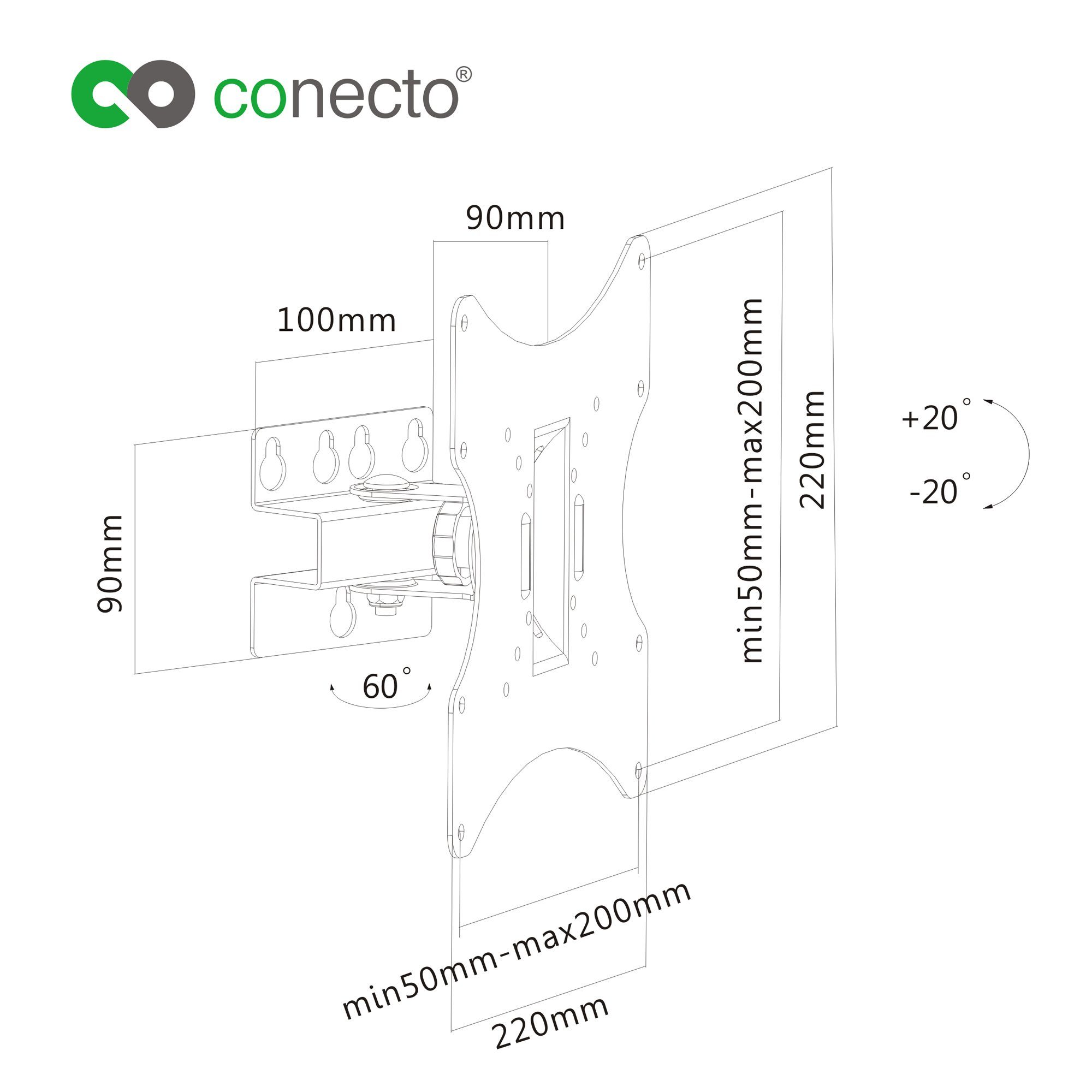 conecto TV Wandhalter Monitor schwenkbar, 42 & neigbar, LCD Zoll, TV-Wandhalterung, (bis Fernseher für ausziehbar) LED