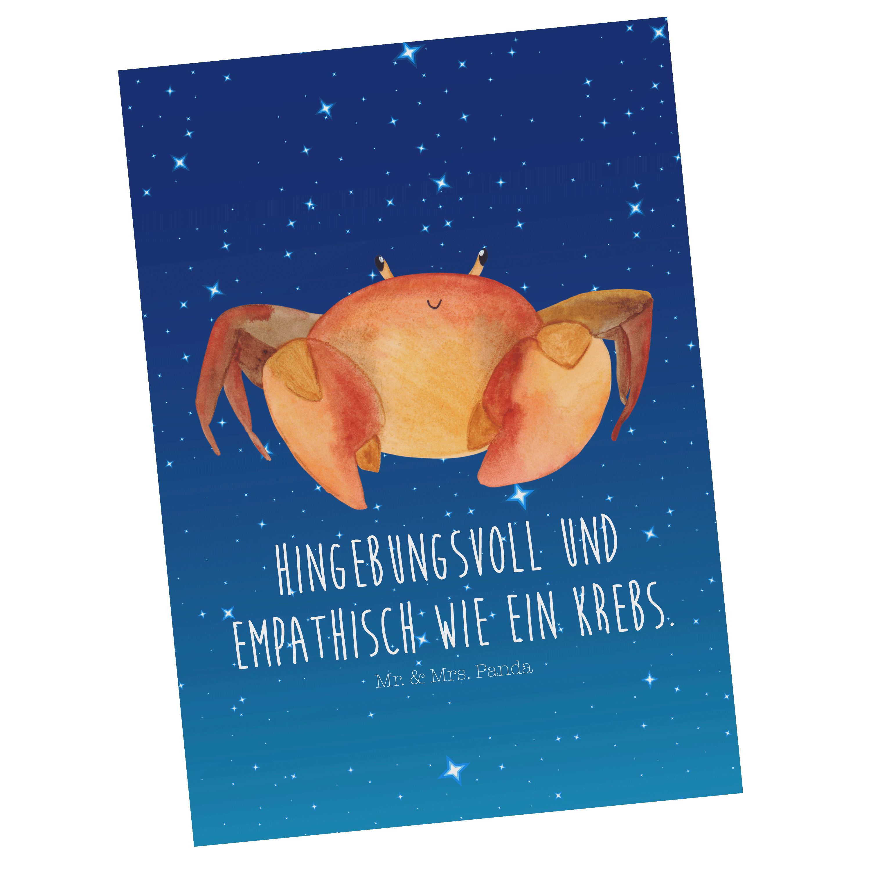 Mr. & Mrs. Panda Postkarte Sternzeichen Krebs - Sternenhimmel Blau - Geschenk, Horoskop, Astrolo
