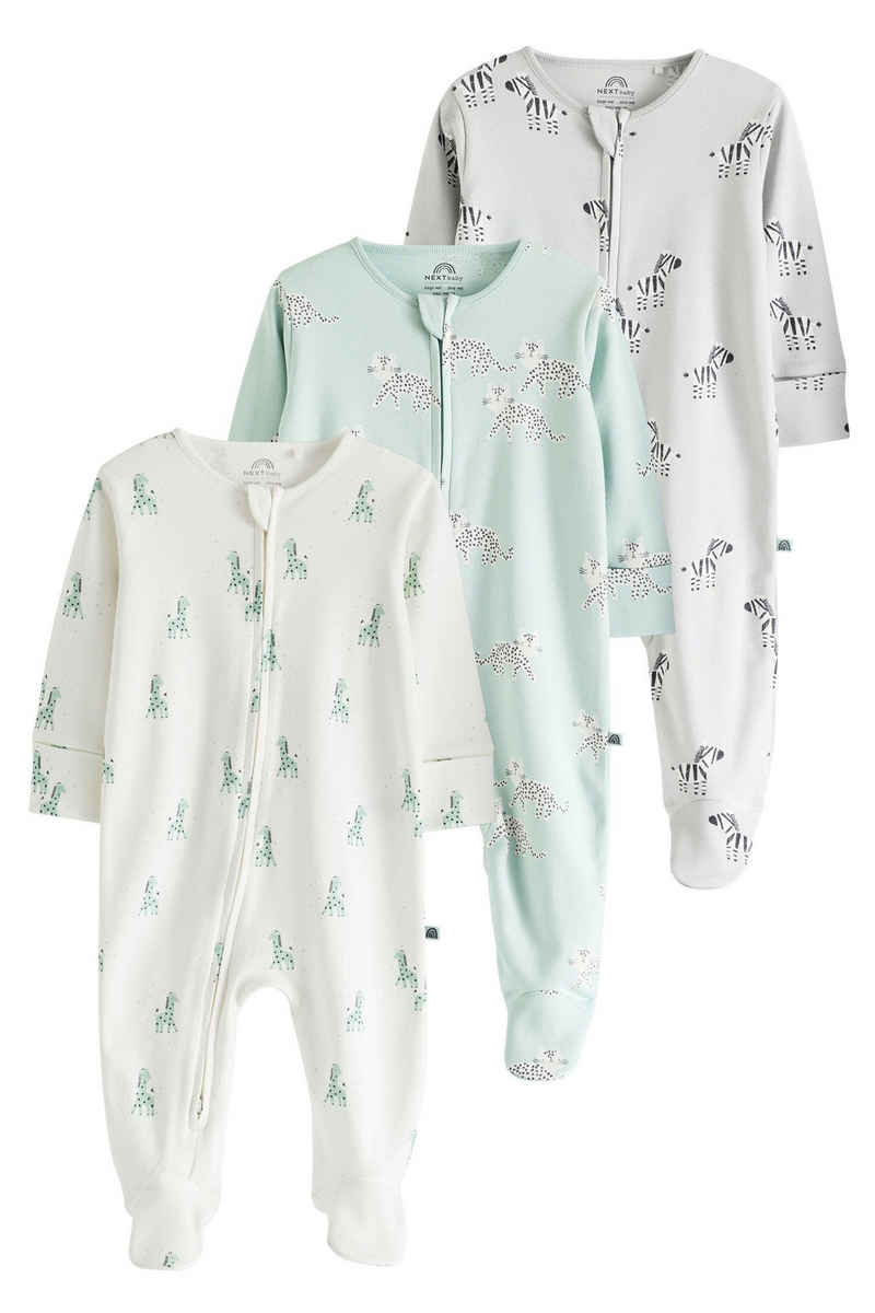 Next Schlafoverall Baby Schlafanzüge aus Baumwolle, 3er-Pack (3-tlg)
