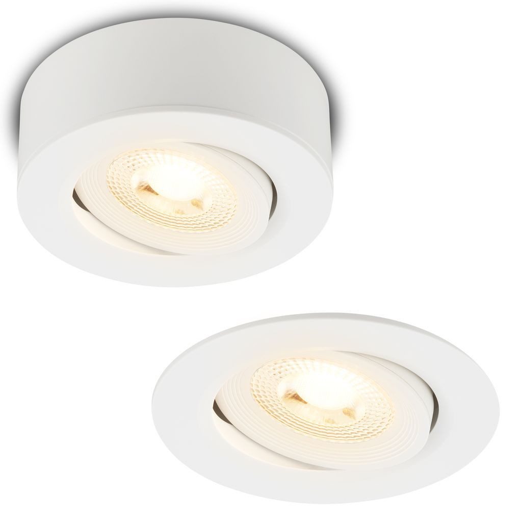Briloner Leuchten LED Einbaustrahler Aufbauspot Einbauleuchte Wohnzimmer schwenkbar 7991016, LED fest integriert, 3000K - Warmweiß, LED Einbauleuchte 90x30mm Weiß 5W Decke Wohnzimmer Schlafzimmer Küche