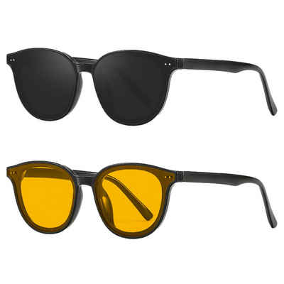 Rnemitery Sonnenbrille Vintage Sonnenbrille Polarisiert UV400 Schutz Pilotenbrille 2 Stück