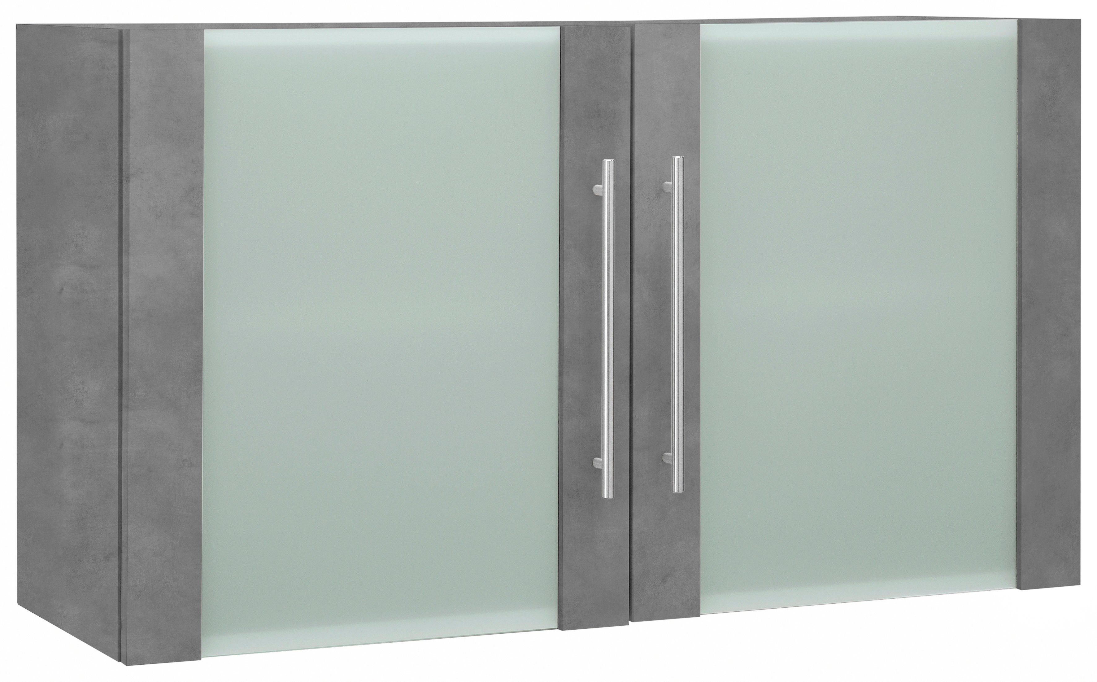 Glashängeschrank betonfarben/betonfarben Breite Küchen 100 Flexi2 wiho cm