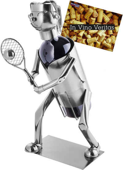 BRUBAKER Weinflaschenhalter Tennisspielerin, (inklusive Grußkarte), Metall Skulptur, Wein Geschenk