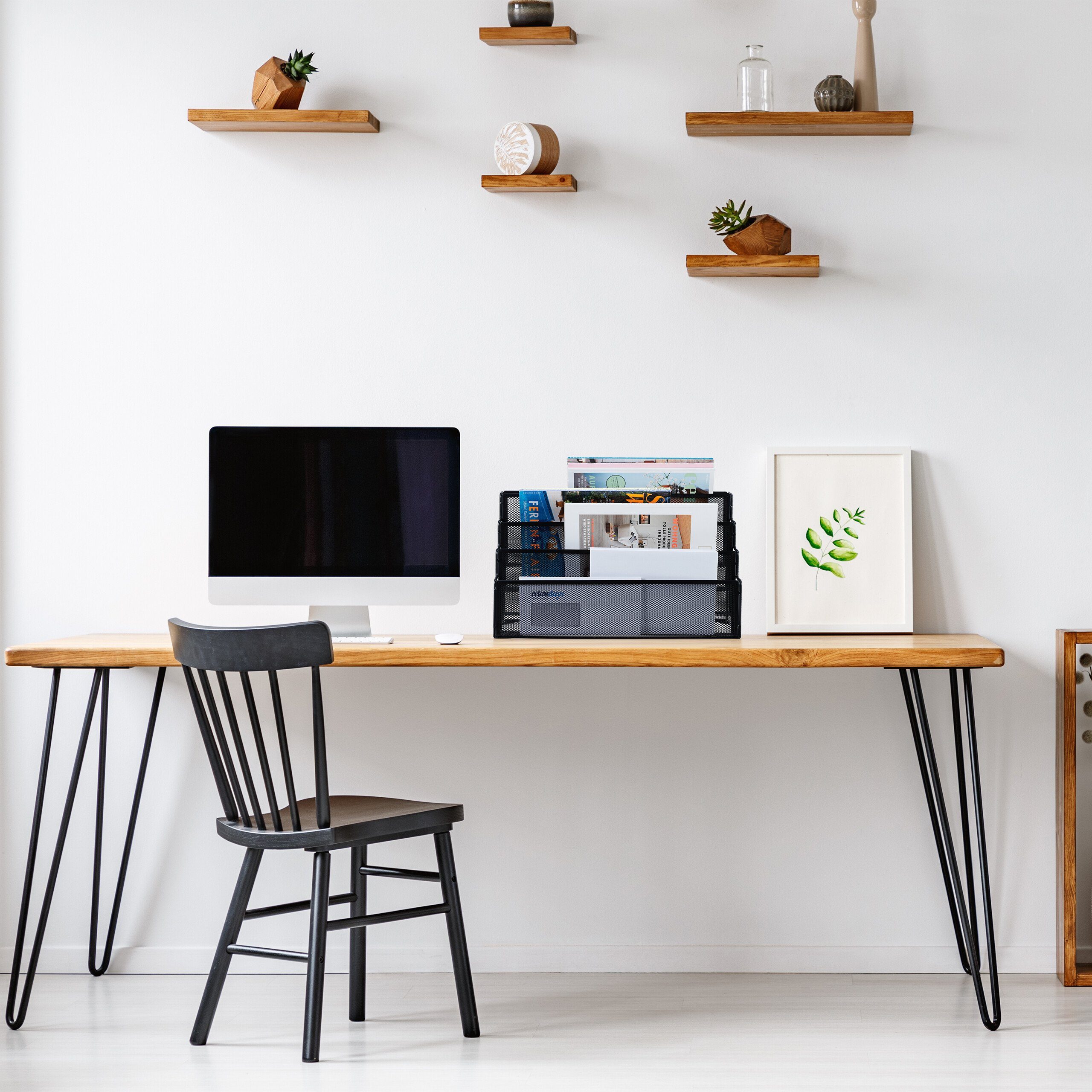 relaxdays Zeitungsständer Zeitschriftenhalter Metall 4 Fächer, schwarz günstig online kaufen