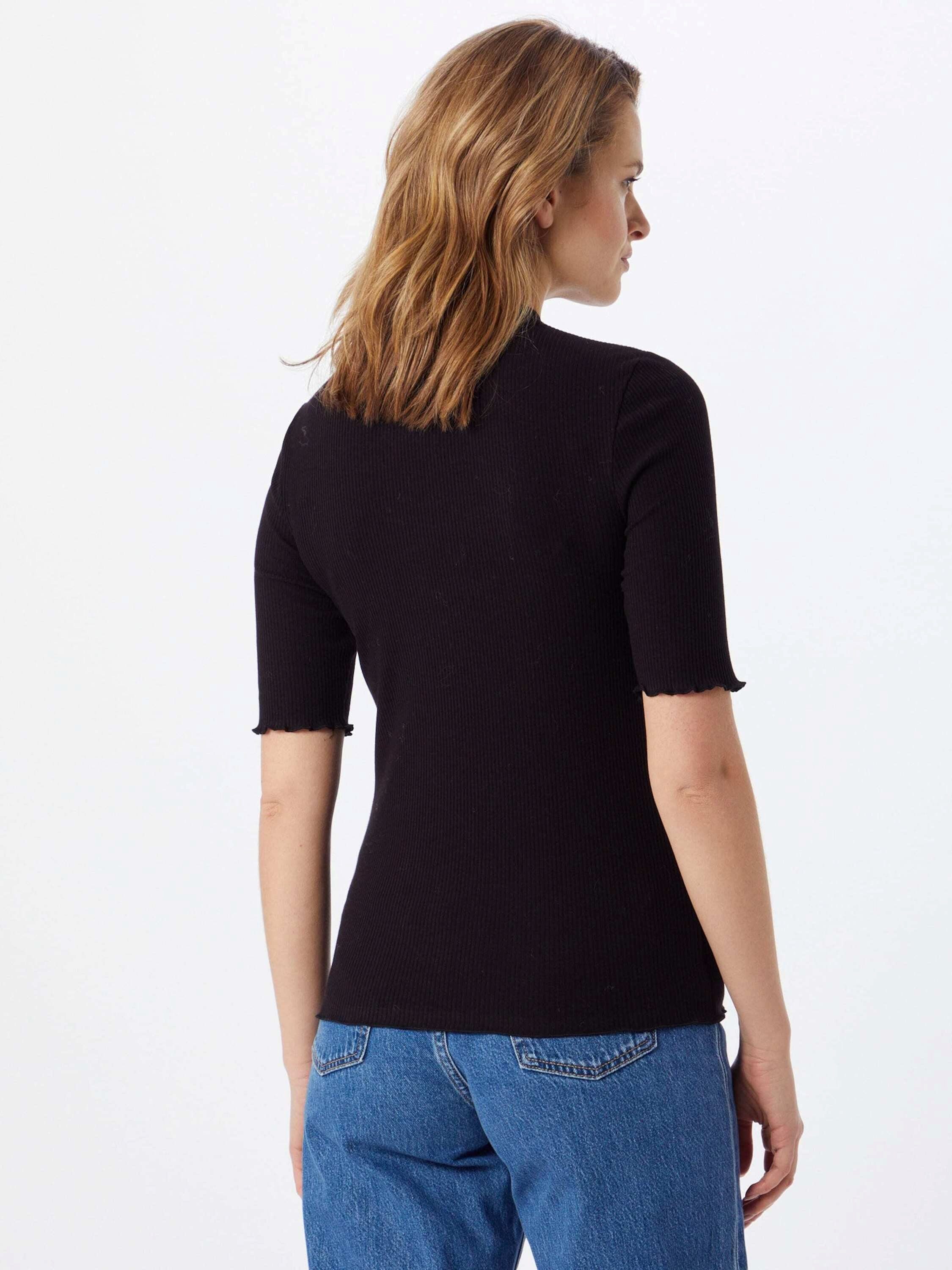 Anna Details (1-tlg) SELECTED Plain/ohne T-Shirt Black FEMME