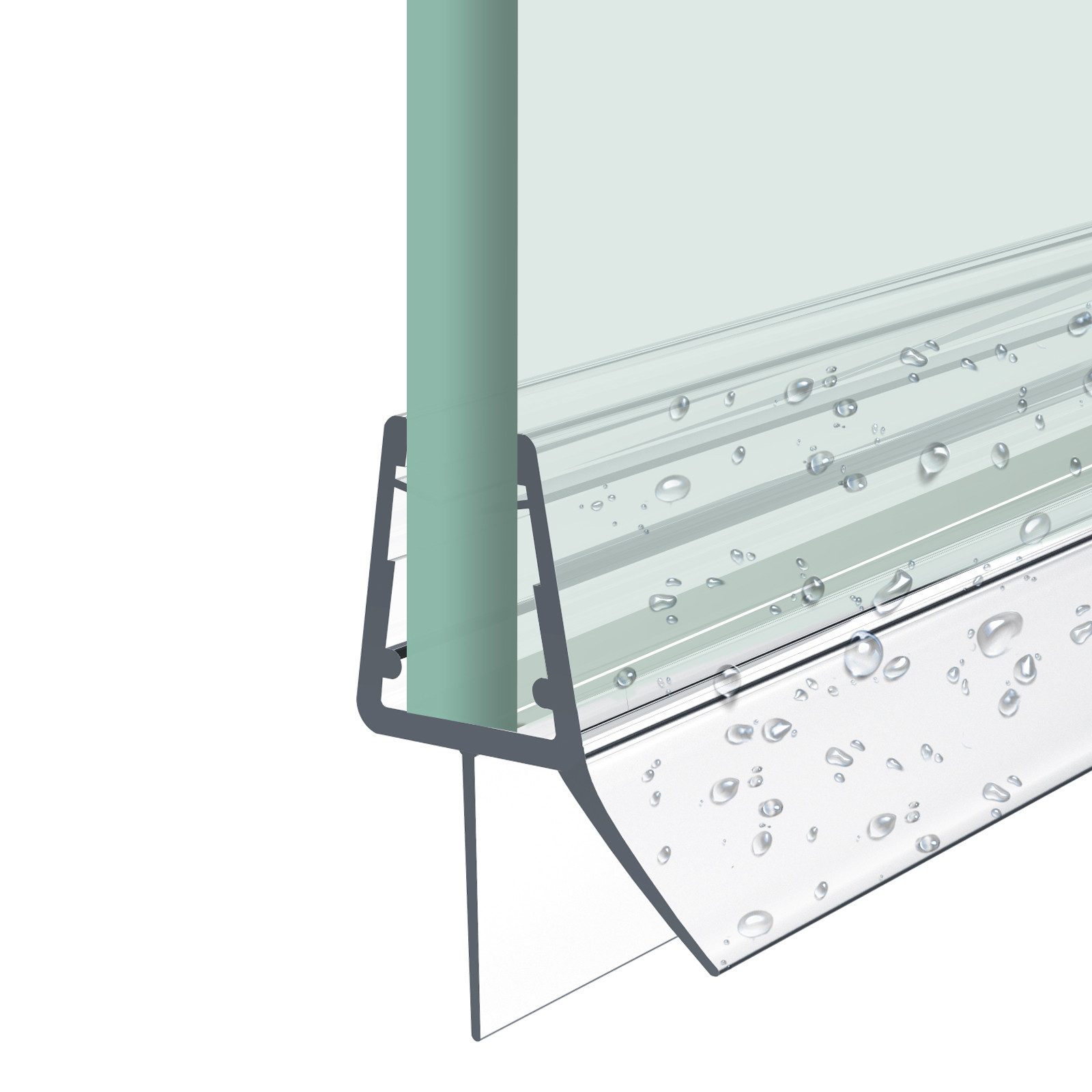 MEYKOERS Duschdichtung Ersatzdichtung für 4-6 mm Glas PVC Wasserabweiser Dichtungsprofiler, L: 80 cm, (Duschdichtung mit Wasserabweiser, 1-St), Transparent Duschdichtung für Glas