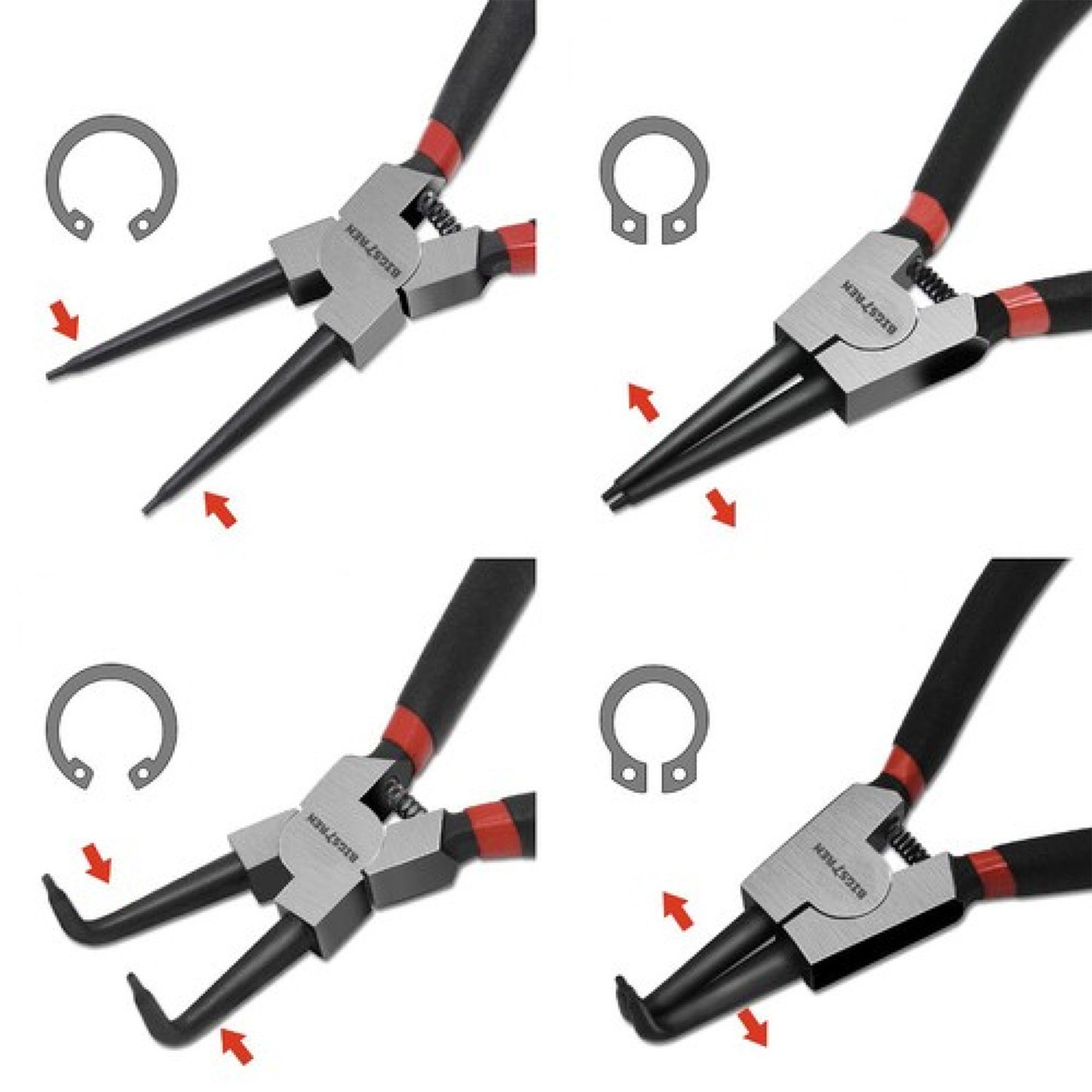TSB Werk Sicherungsringzange 4x Sprengringzangen Sicherungsring Zange 4tlg Set, Sprengringzange, Seegeringzange