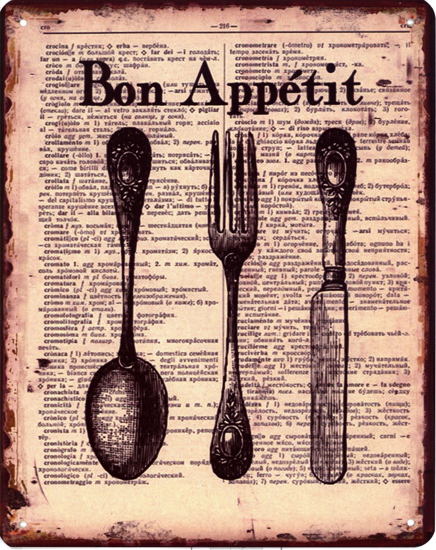 Metallschild Blechschild Bon Appétit