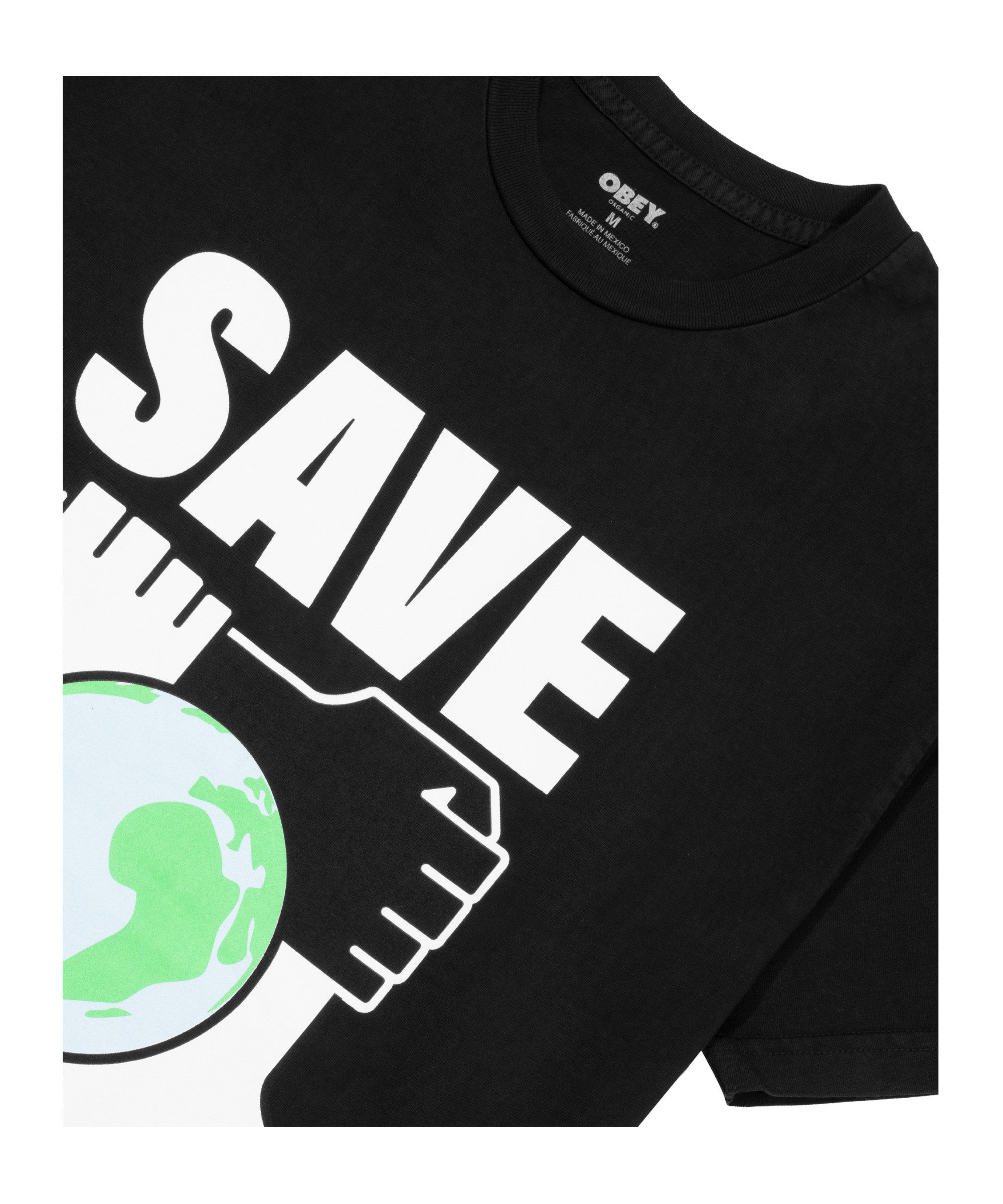 OBEY T-Shirt Obey Save Earth F T-Shirt Weiß Kurzarm-Shirts Baumwolle