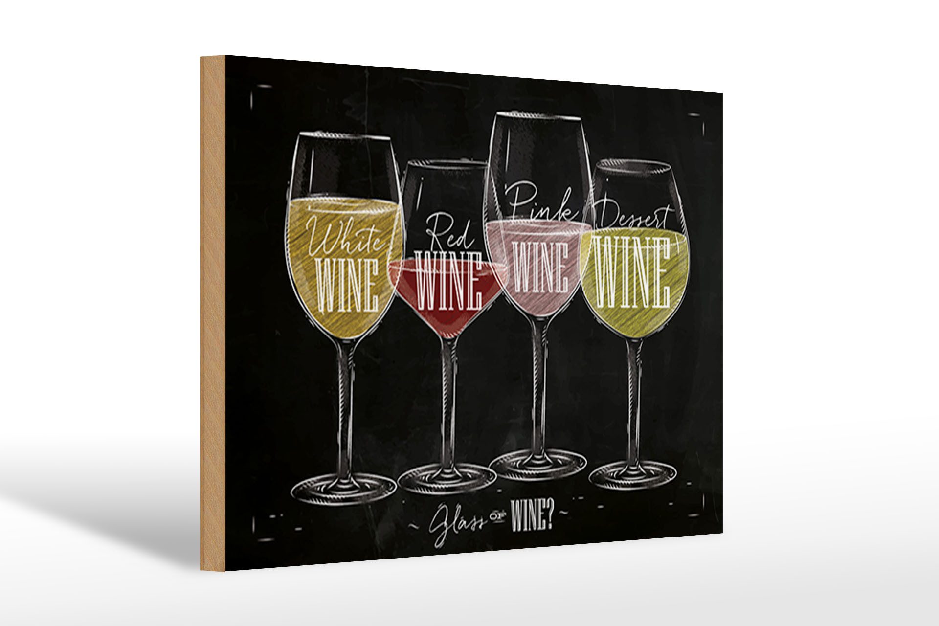 Holzbild Wein 30x20cm Glass of wine? red white Alkohol