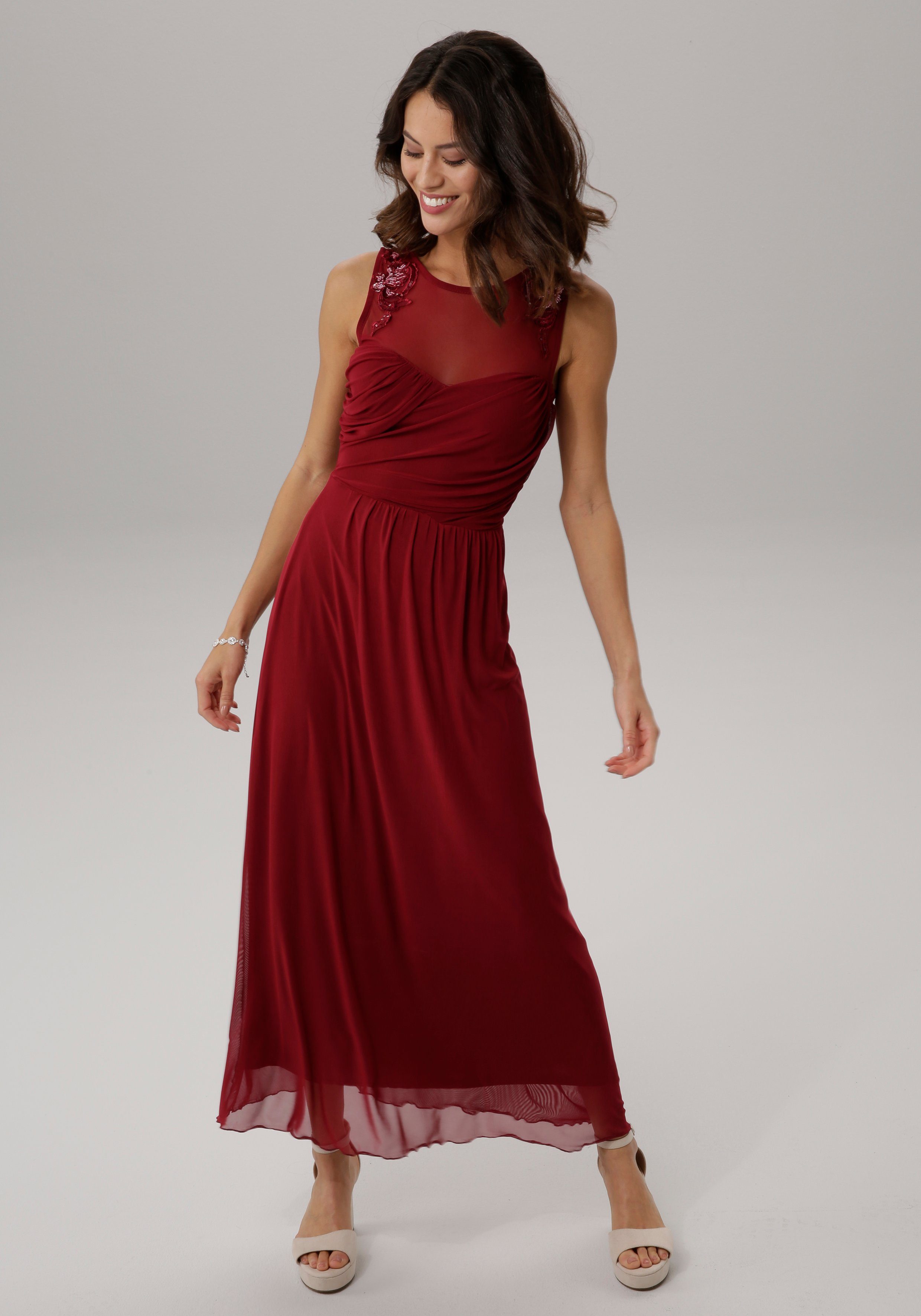 Melrose Abendkleid mit Perlen-Applikation bordeaux