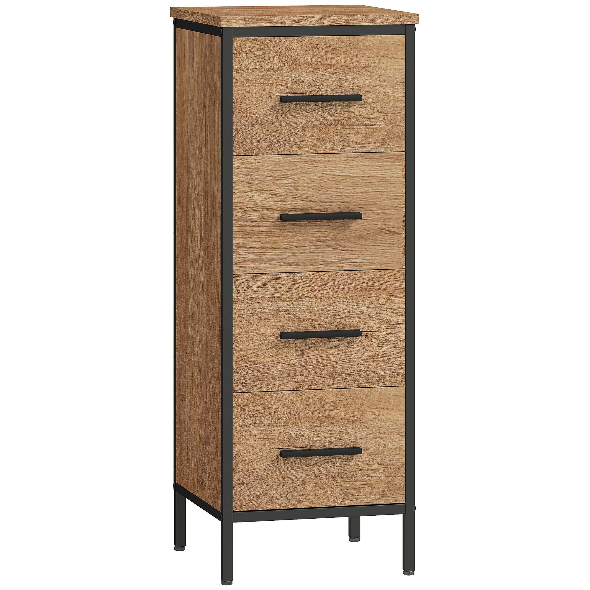 HOMCOM Badkommode Toilettenschrank Beistellschrank mit 4 Schubladen, Nischenschrank (Badezimmerschrank, 1 St., schmal Badschrank), für Badezimmer, kleine Räume, – Bild 2 von 5