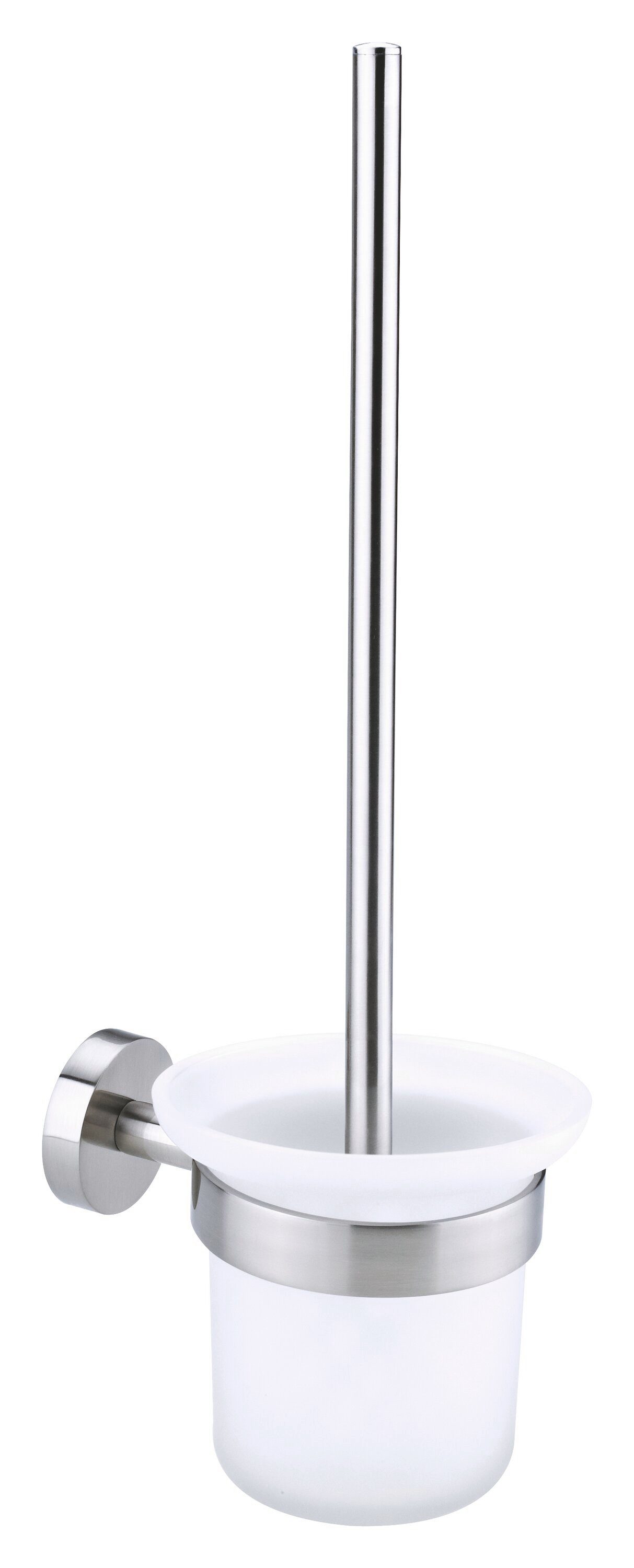 tesa WC-Reinigungsbürste MOON WC-Bürstenhalter ohne Bohren - 39 cm : 11,5 cm : 14,7 cm, Badezimmer, Gäste-WC, Wandmontage, (Packung, 1-tlg), selbstklebende WC-Bürste für Wandmontage - Edelstahl - silber matt