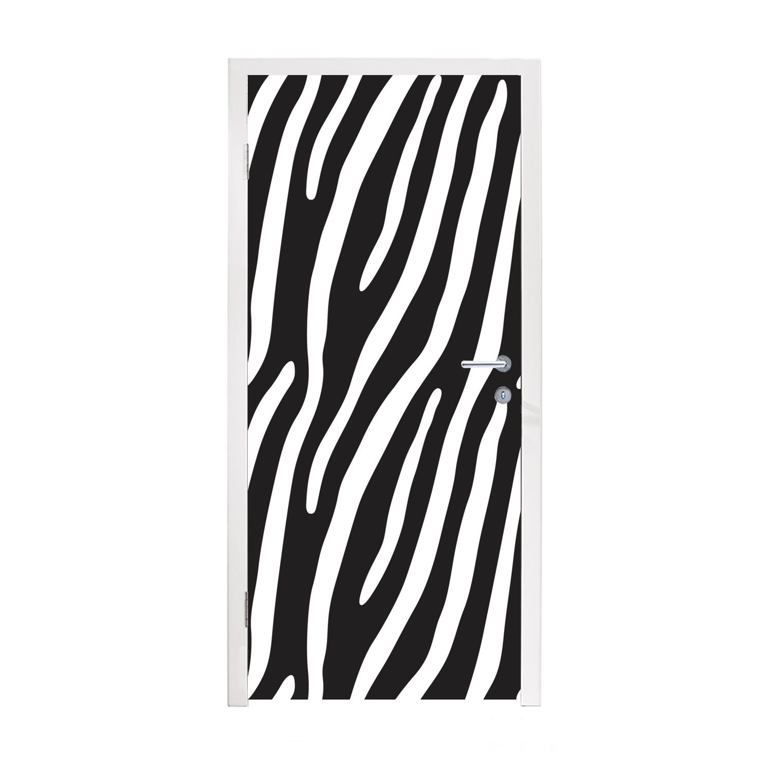 (1 MuchoWow Tür, 75x205 Zebradruck bedruckt, Türtapete - Tiere cm St), Türaufkleber, Fototapete für - Schwarz, Matt,