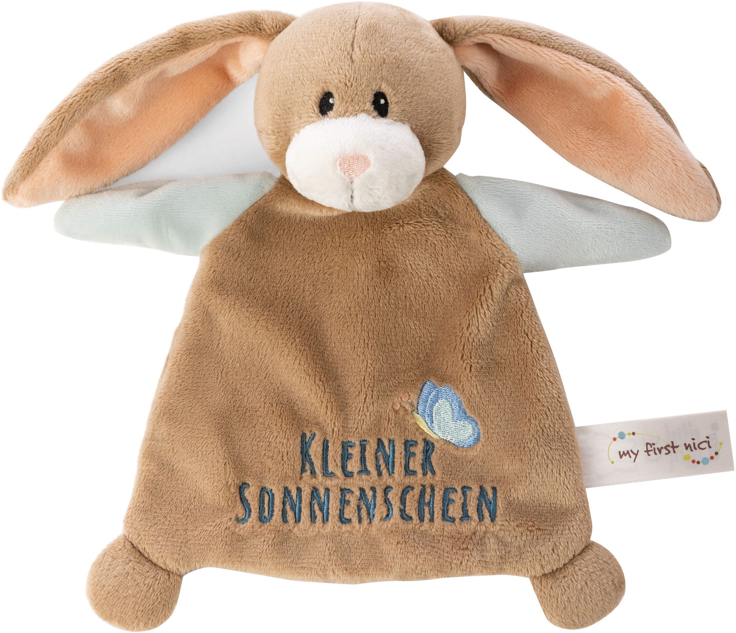 Nici Schmusetuch My First NICI, Hase Lopino, Kleiner Sonnenschein, mit niedlicher Stickerei „Kleiner Sonnenschein“