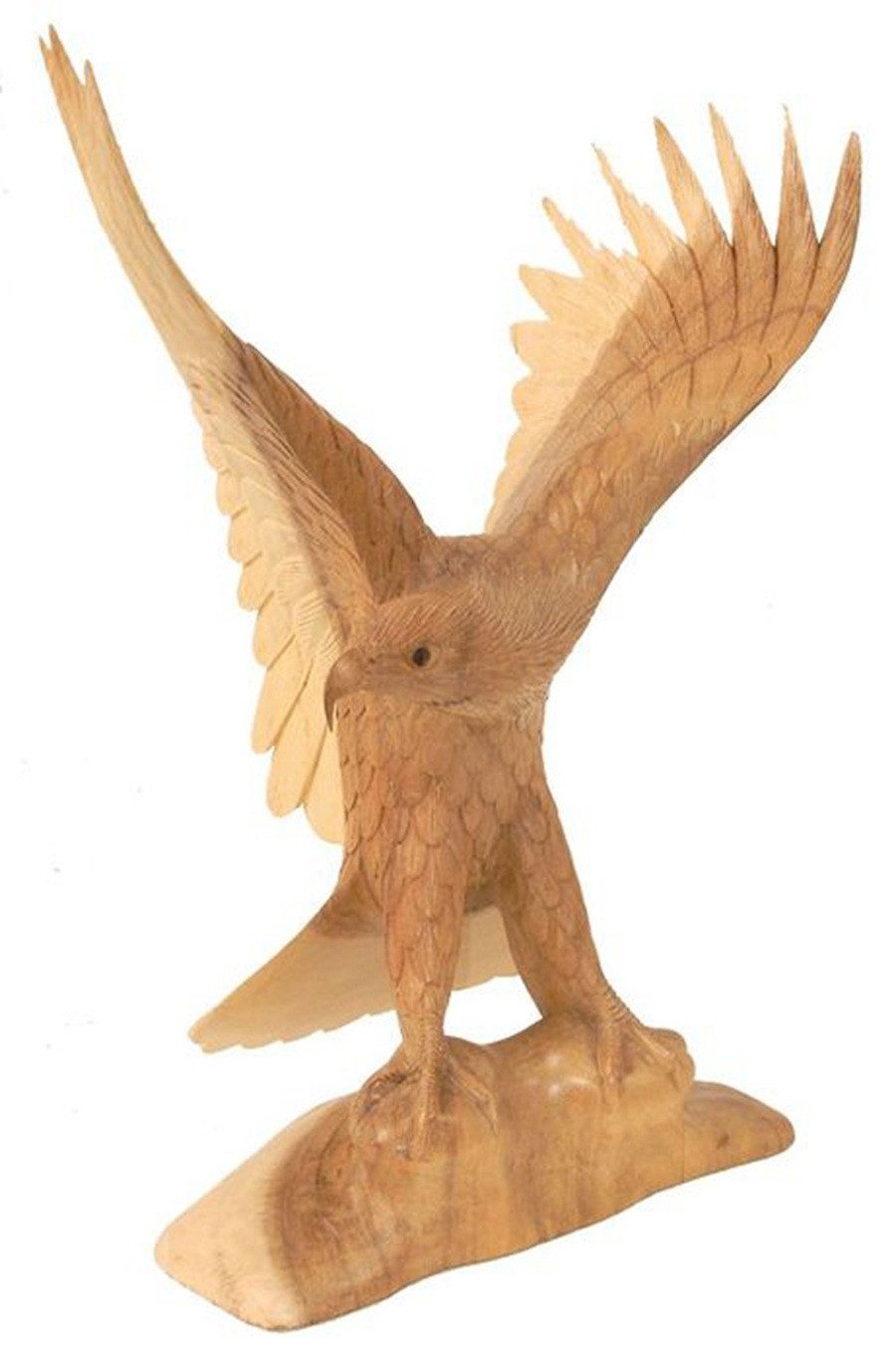 WORU Tierfigur Adler Holzfigur 40 cm – handgeschnitzte Deko-Skulptur aus Soar-Holz