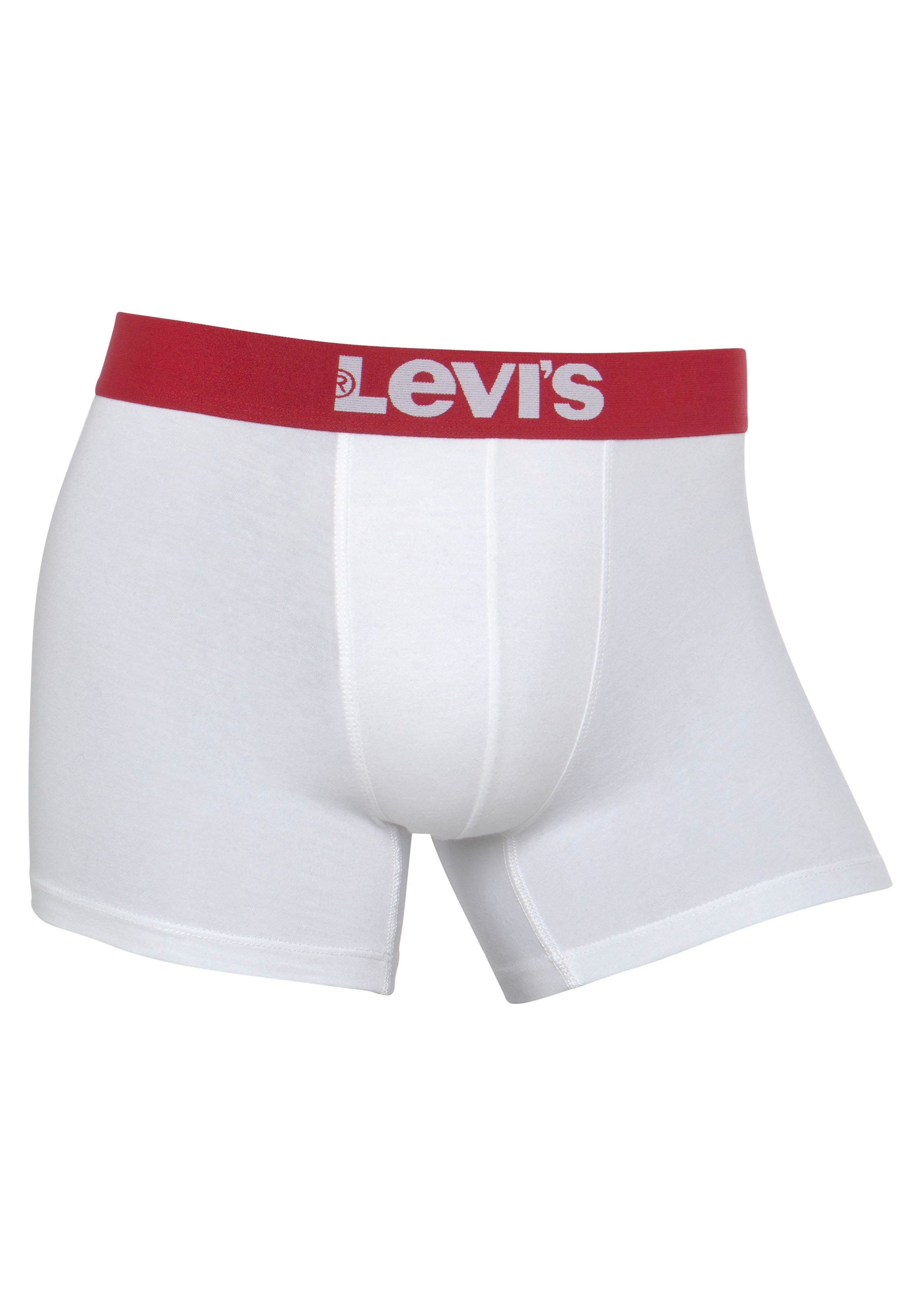 Boxer Men 4-St) (Packung, Superweicher Logo 4er Solid weiß/marine Baumwollstretch Levi's® Pack Boxershorts
