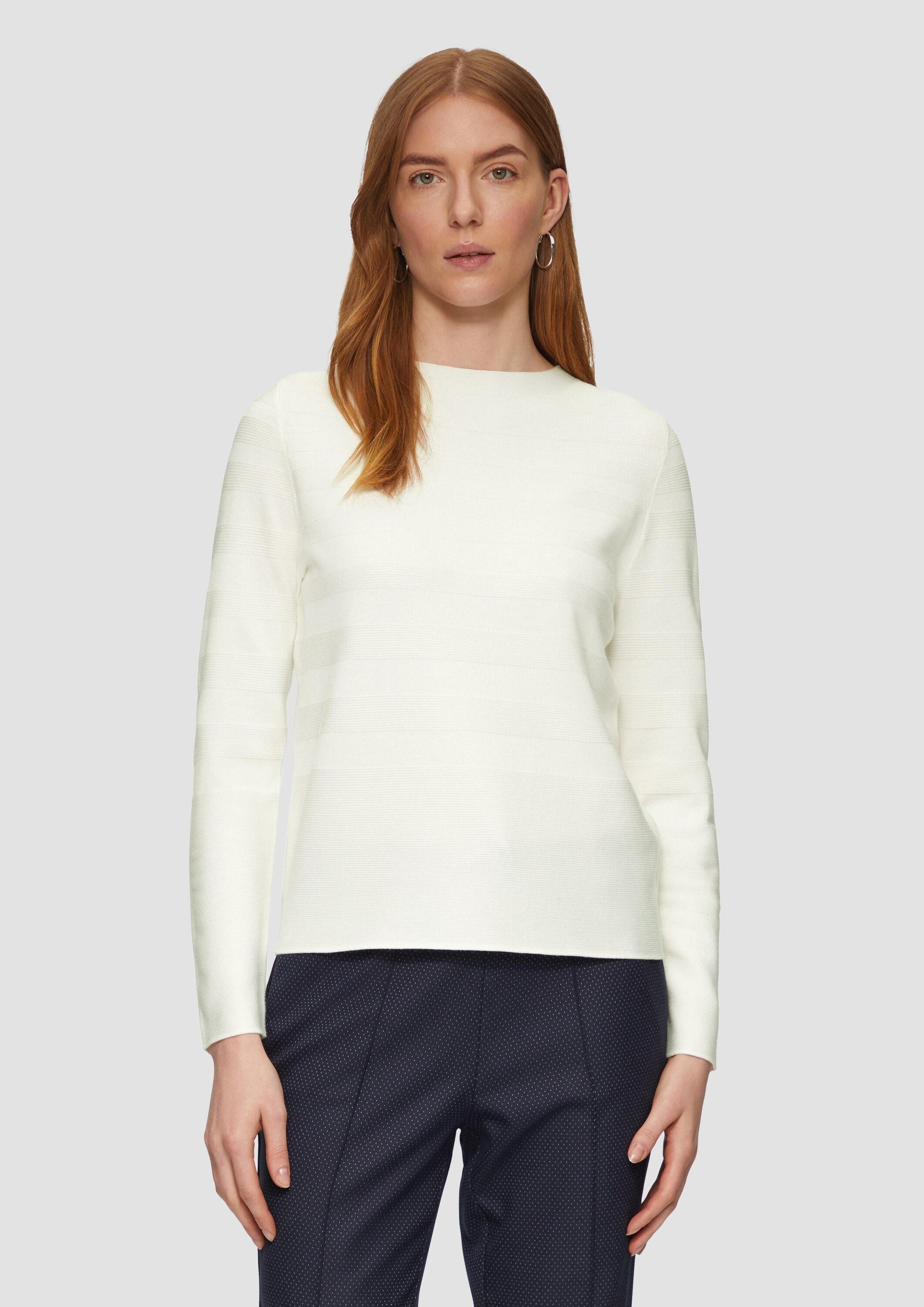 s.Oliver Longpullover Strickpullover Gestreifter Feinstrickpullover aus Viskosemix
