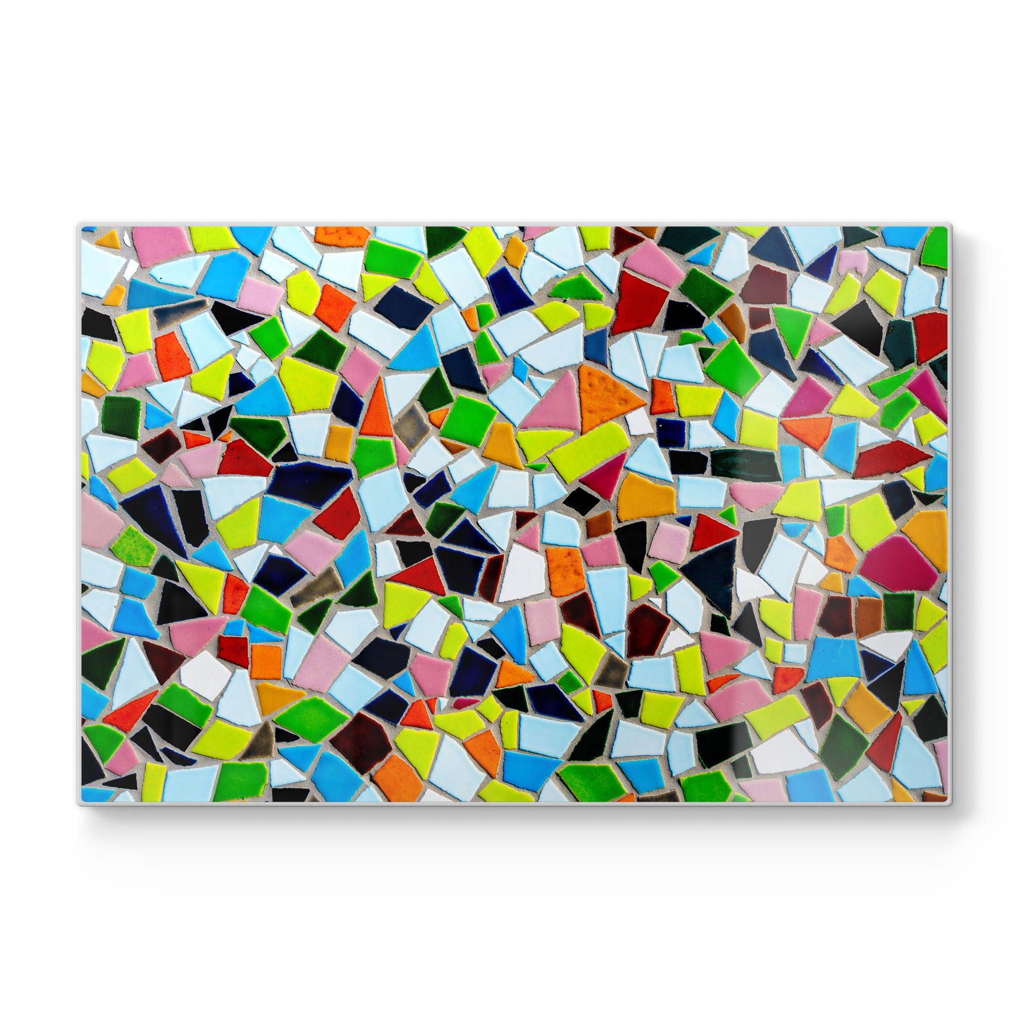 DEQORI Schneidebrett 'Buntes Fliesen-Mosaik', Glas, Platte Frühstücksbrett Schneideplatte