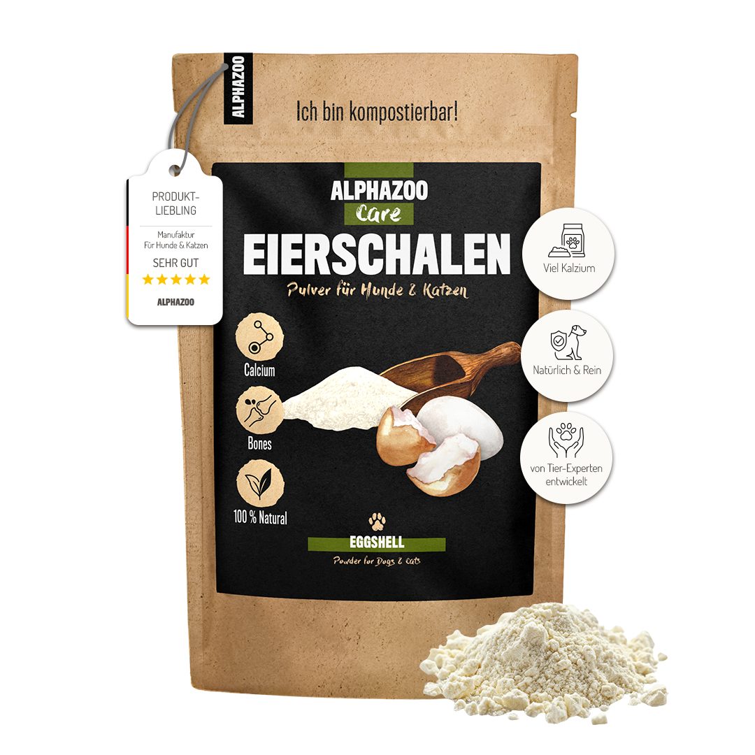 Fellpflege ALPHAZOO Eierschalen Pulver 250g I Hunde Katzen