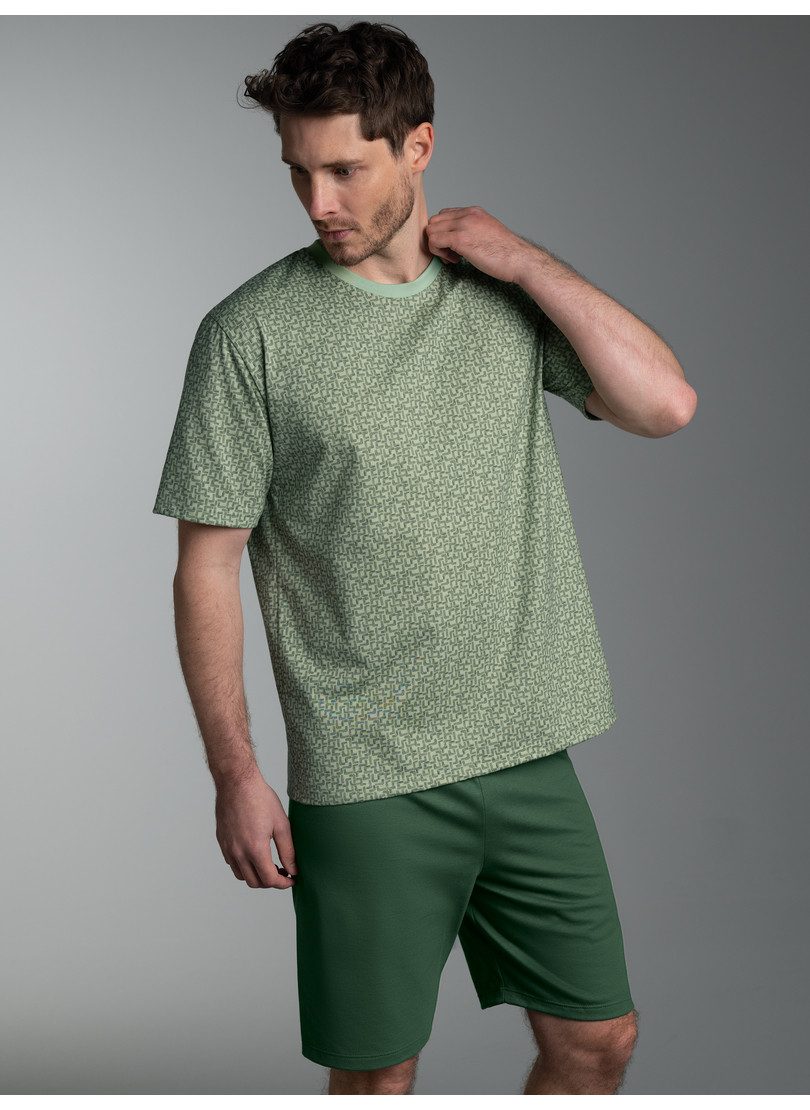 Trigema Schlafanzug TRIGEMA Pyjama mit Allover Tetris Muster (1 tlg)