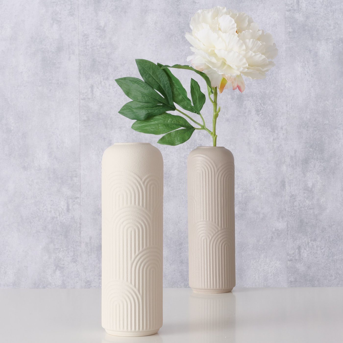 BOLTZE Dekovase 2er Set "Aliette" aus Keramik in braun/beige matt, Vase Blumenvase (2 St)