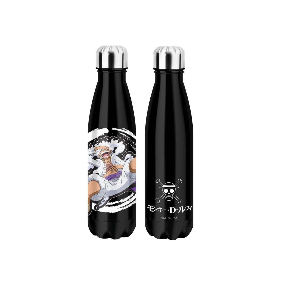 Halantex Trinkflasche One Piece Thermosflasche Luffy Gear 5 Black, Offiziell lizenzierte Thermosflasche