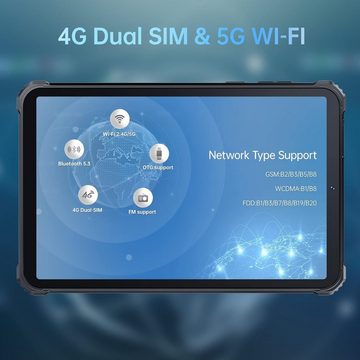 OUKITEL Super robustes und leistungsfähiges Outdoor Tablet (8", 64 GB, Android 12, 2,4G+5G, mit 5150mAh battery HD+, 16MP+8MP camera dual SIM GPS/OTG/IP68/IP69K)